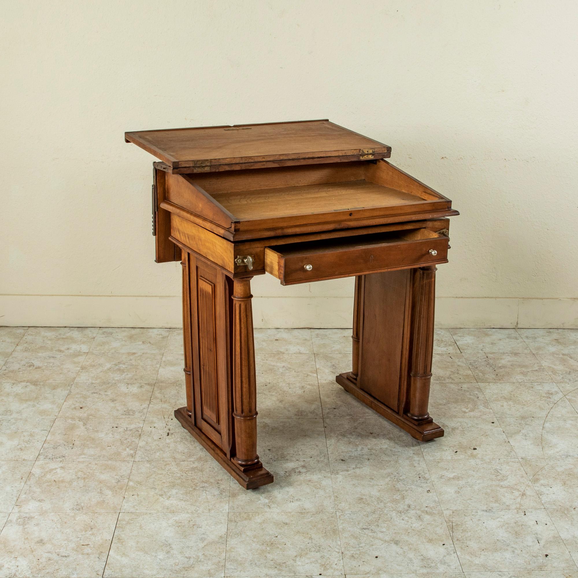 Late 19th Century French Walnut Adjustable Feret Architect's Desk, Standing Desk 2