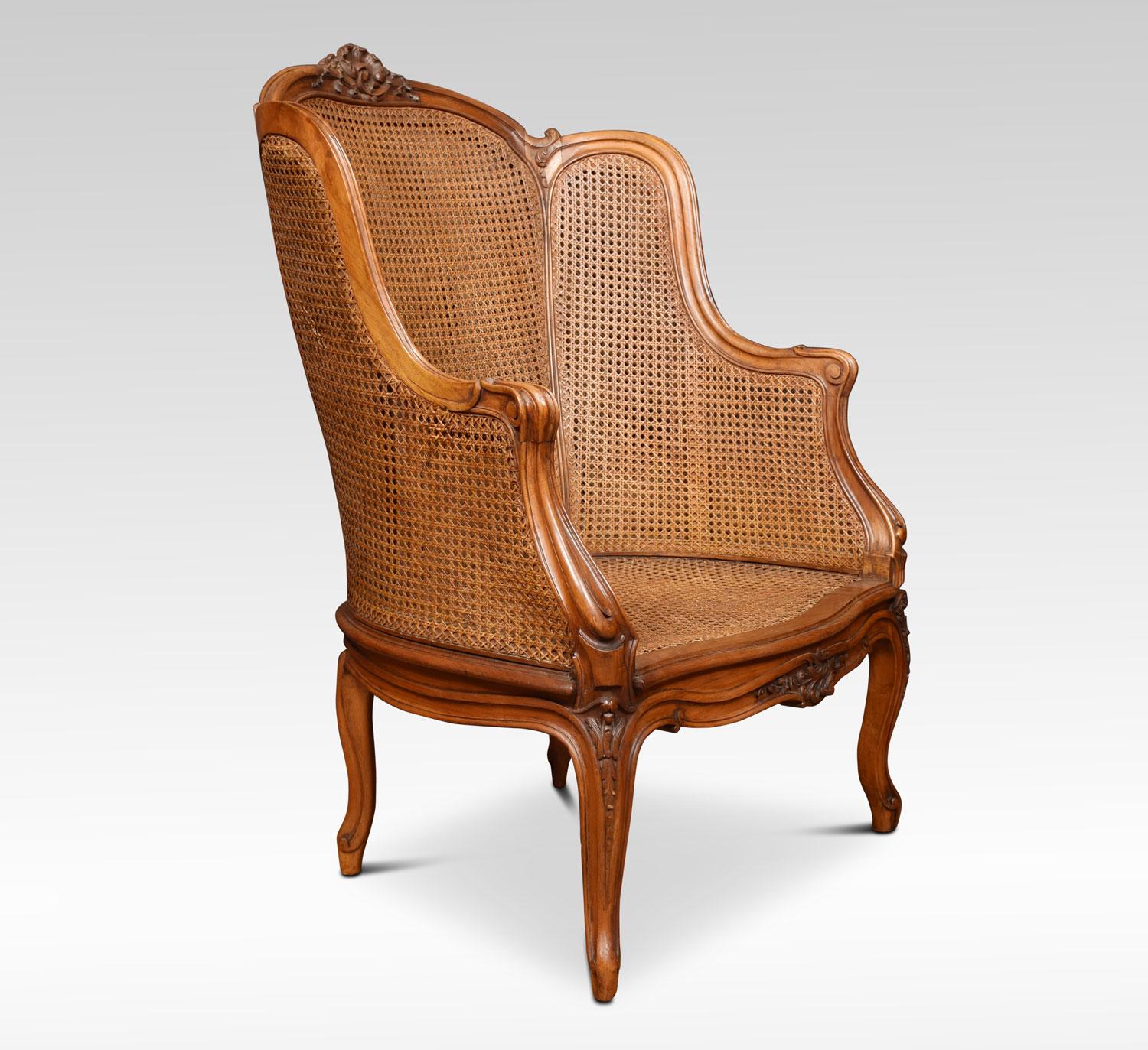 British Late 19th Century French Walnut Armchair with Conforming Stool