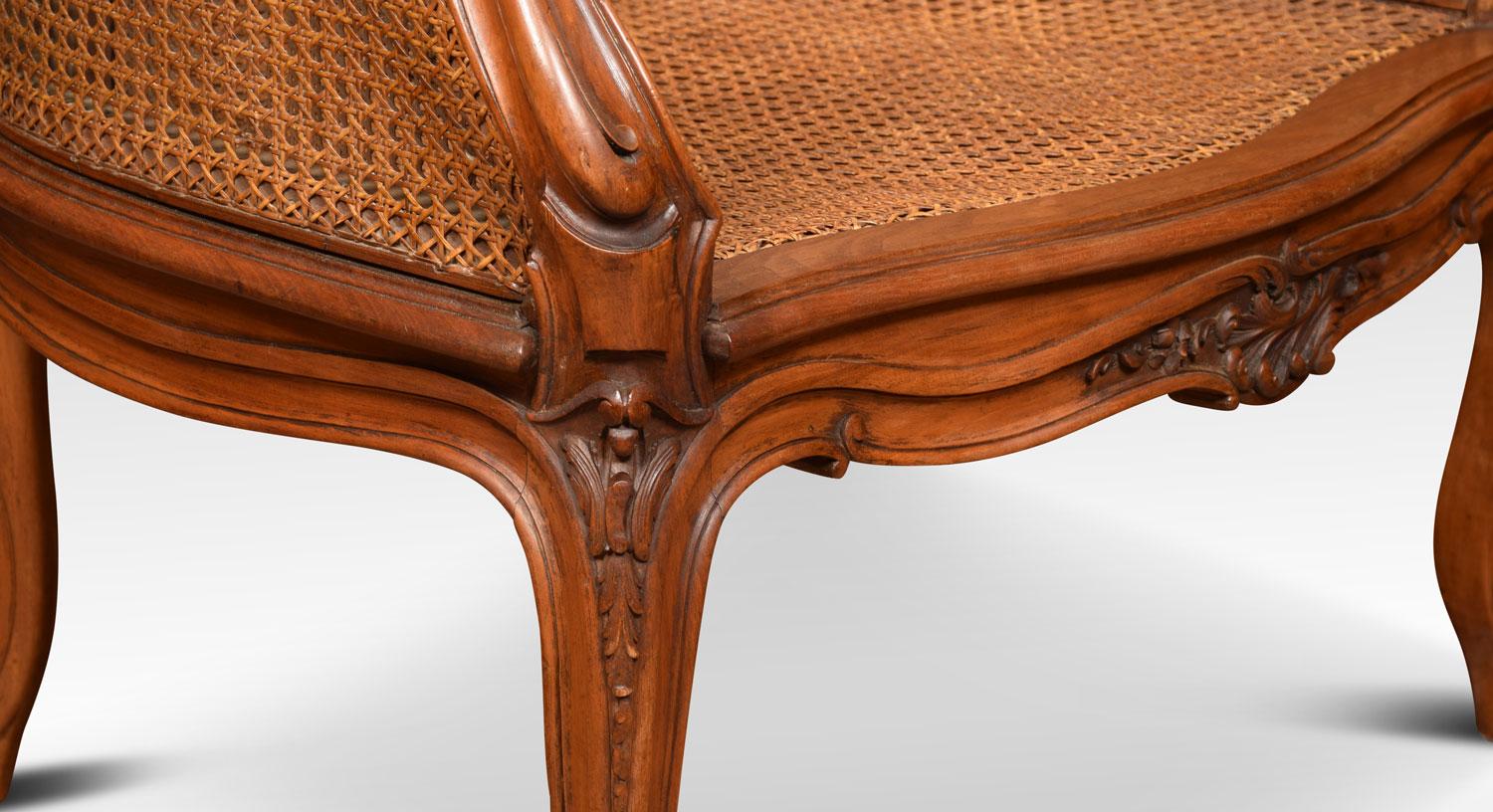 Late 19th Century French Walnut Armchair with Conforming Stool 3