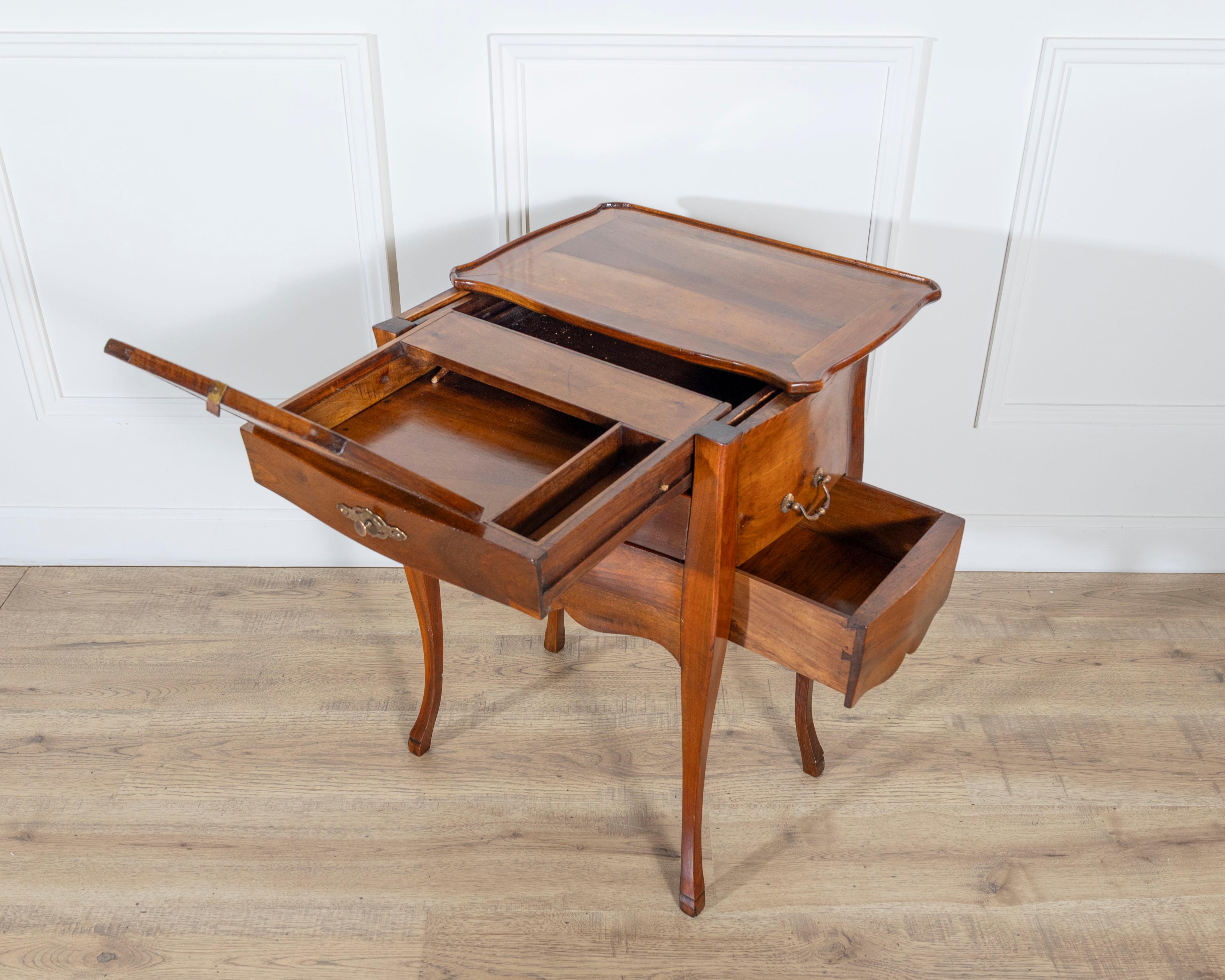 19th Century Late 19th-Century French Walnut Bedside Cabinet with Hidden Writing Desk For Sale