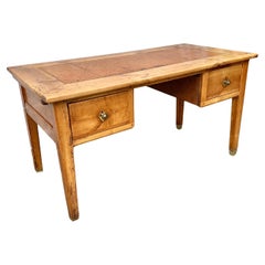 Late 19th Century French Walnut Directoire Style Leather Top Writing Desk