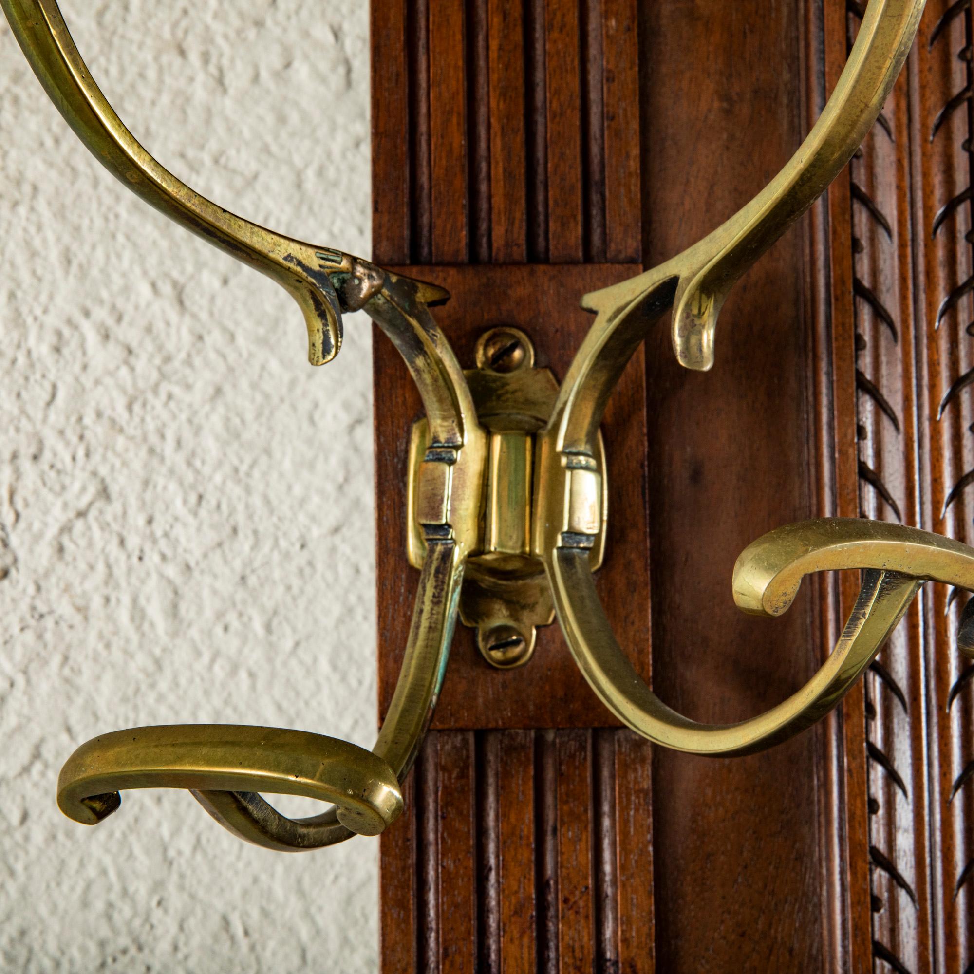 Late 19th Century French Walnut Hall Tree with Beveled Glass Mirror 11