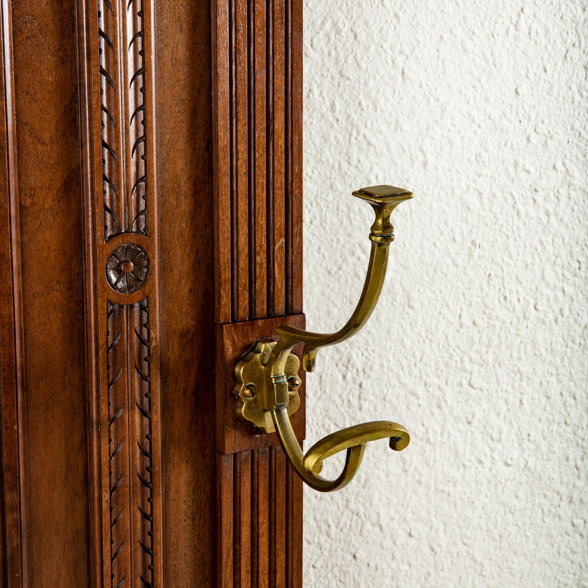 Late 19th Century French Walnut Hall Tree with Beveled Glass Mirror 3