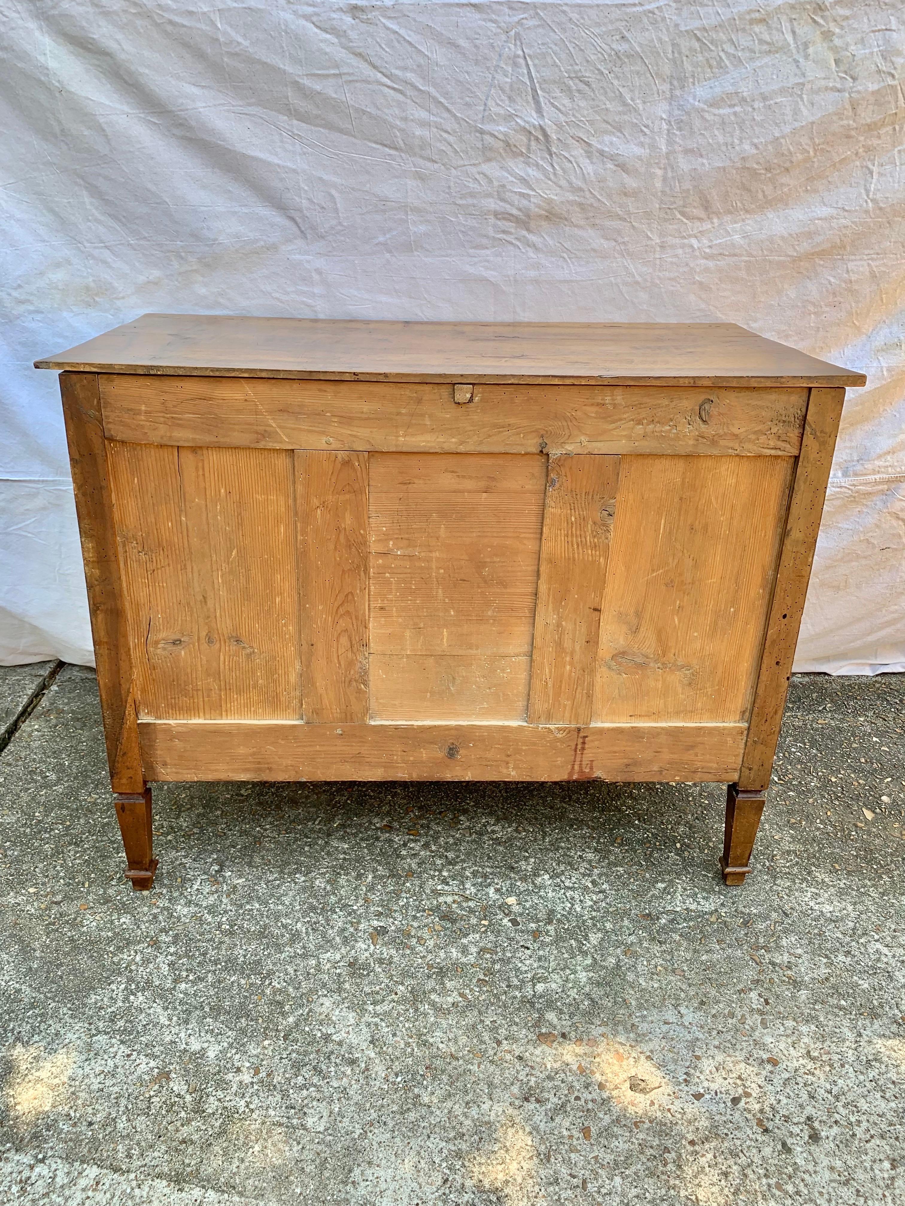 Late 19th Century French Walnut Louis XVI Style Three Drawer Commode For Sale 10