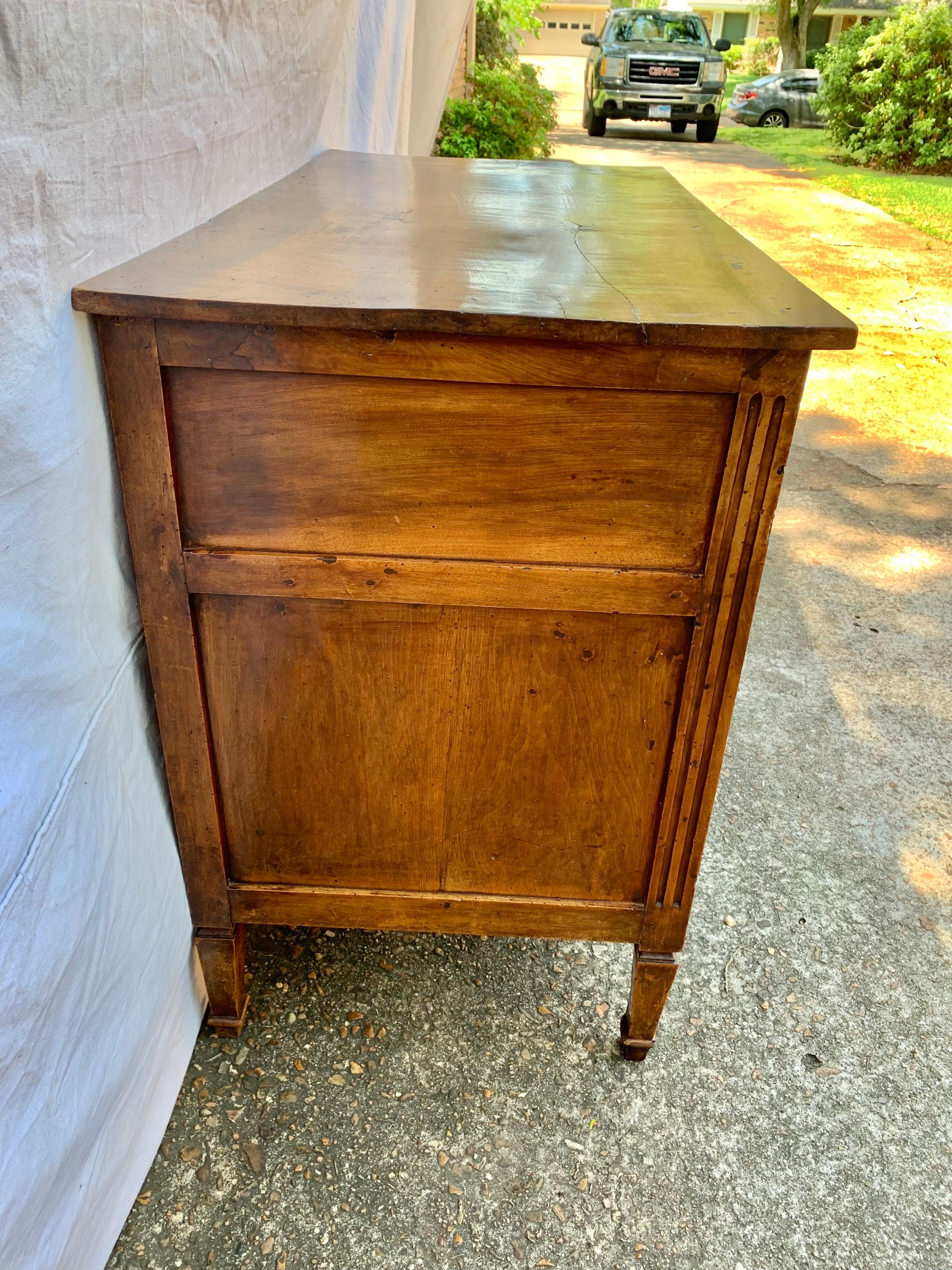 Late 19th Century French Walnut Louis XVI Style Three Drawer Commode For Sale 1