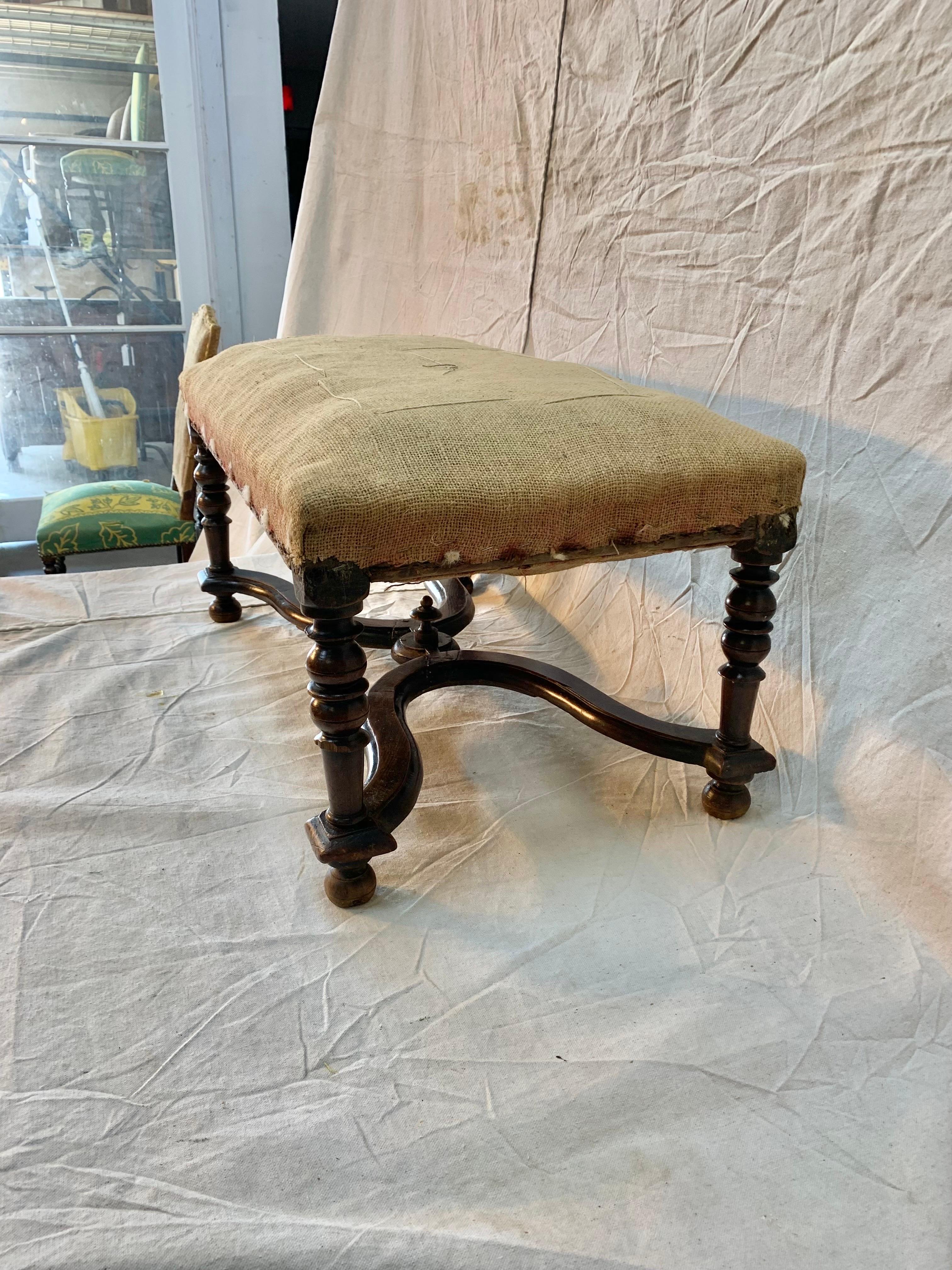 Upholstery Late 19th Century French Walnut Ottoman