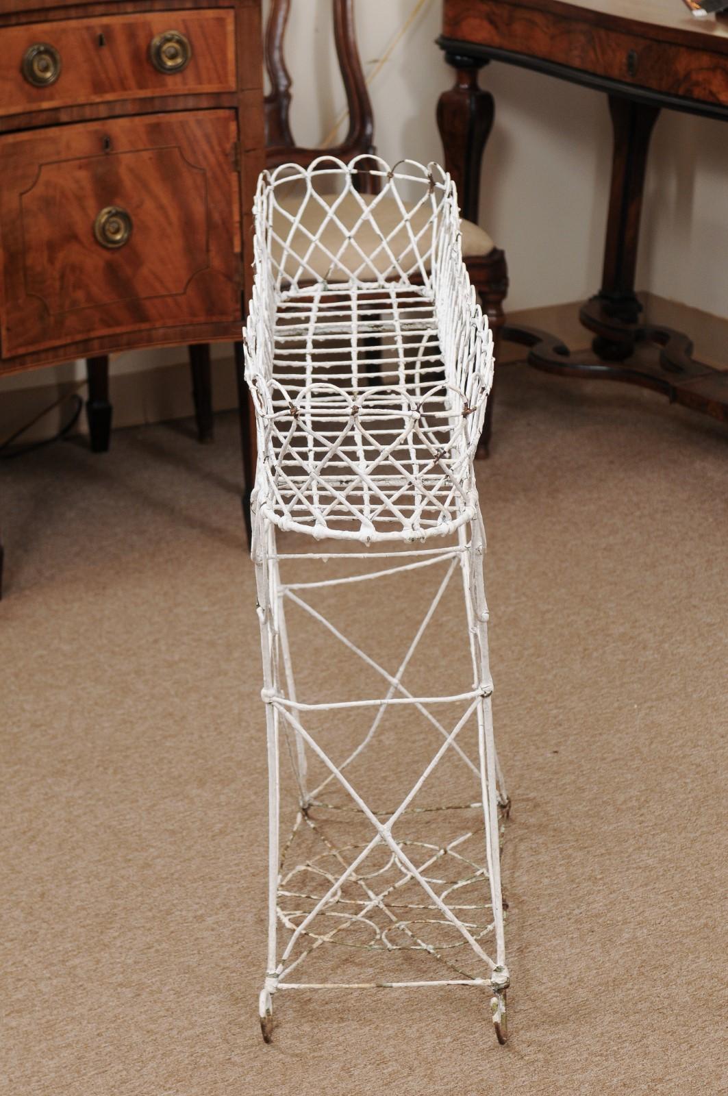 Late 19th Century French White Painted Wire Plant Stand For Sale 9