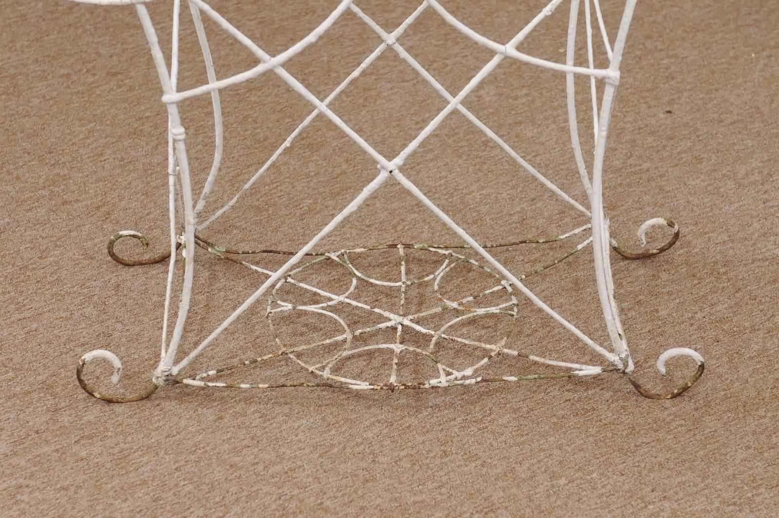 Late 19th Century French White Painted Wire Plant Stand For Sale 12