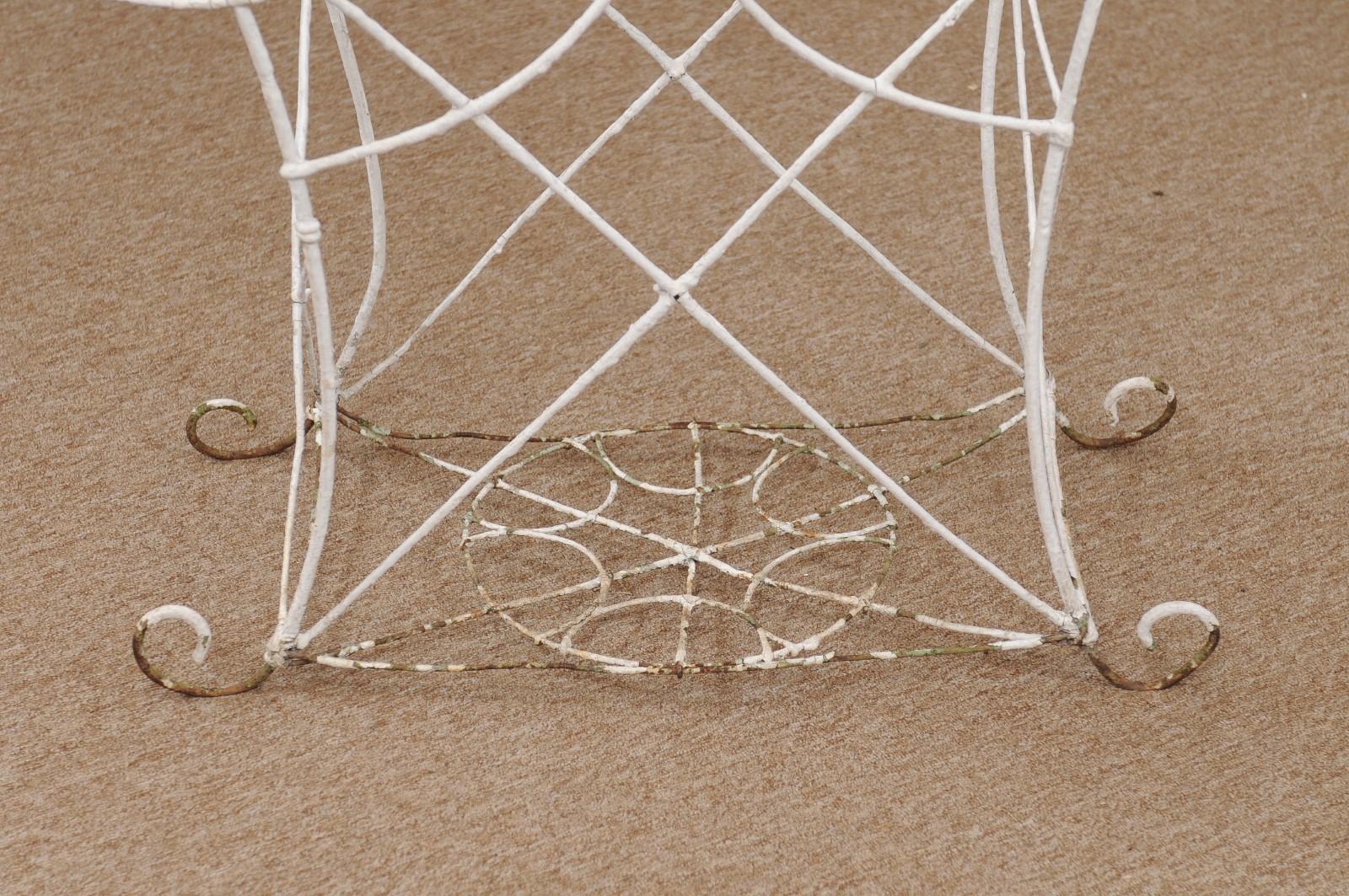 Late 19th Century French White Painted Wire Plant Stand 11