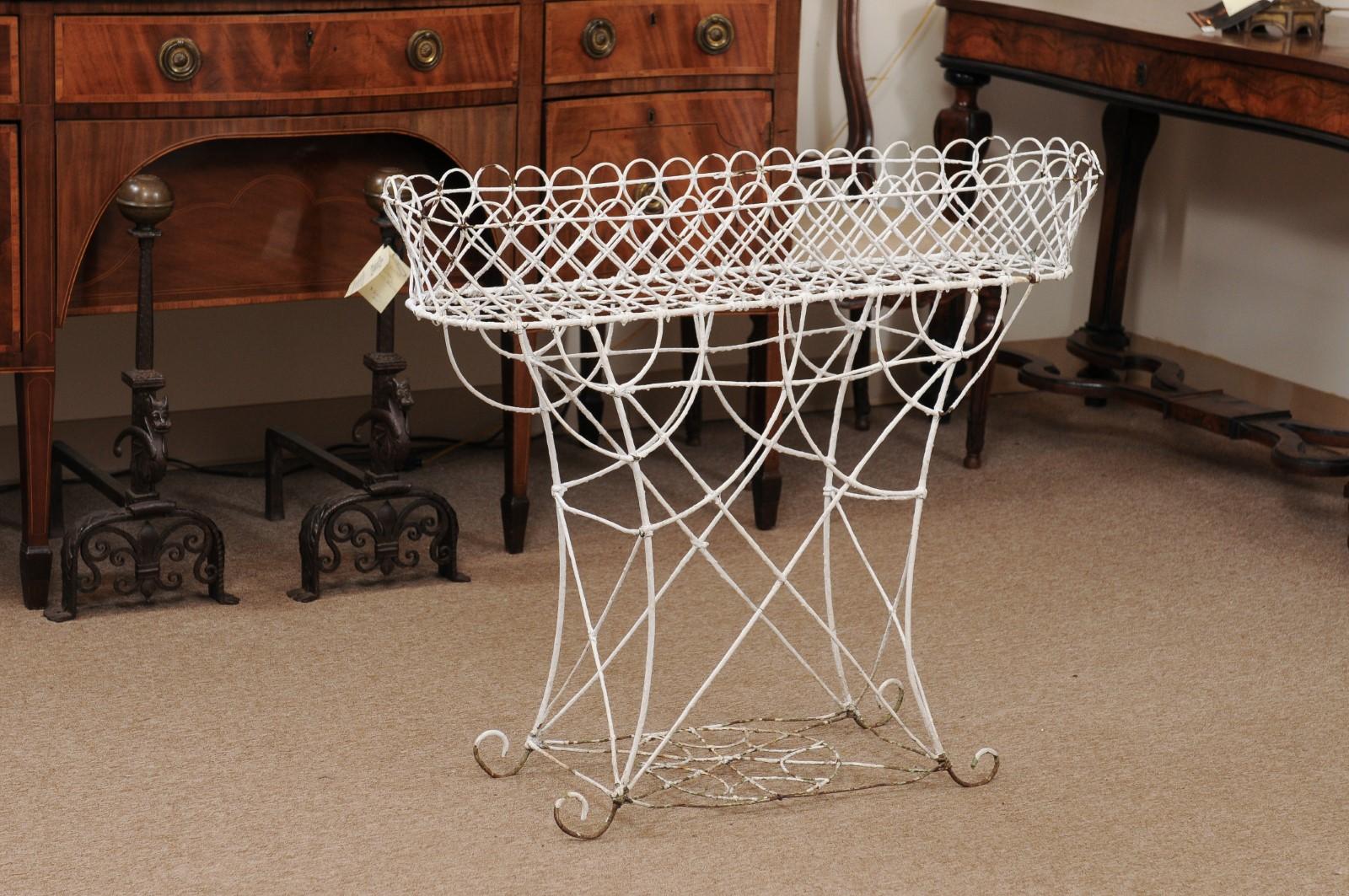 antique french wire plant stand