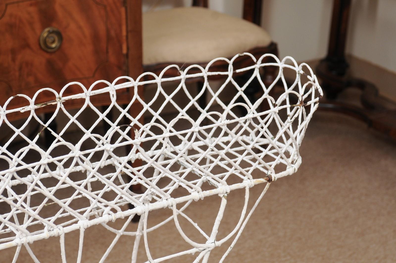Late 19th Century French White Painted Wire Plant Stand 1