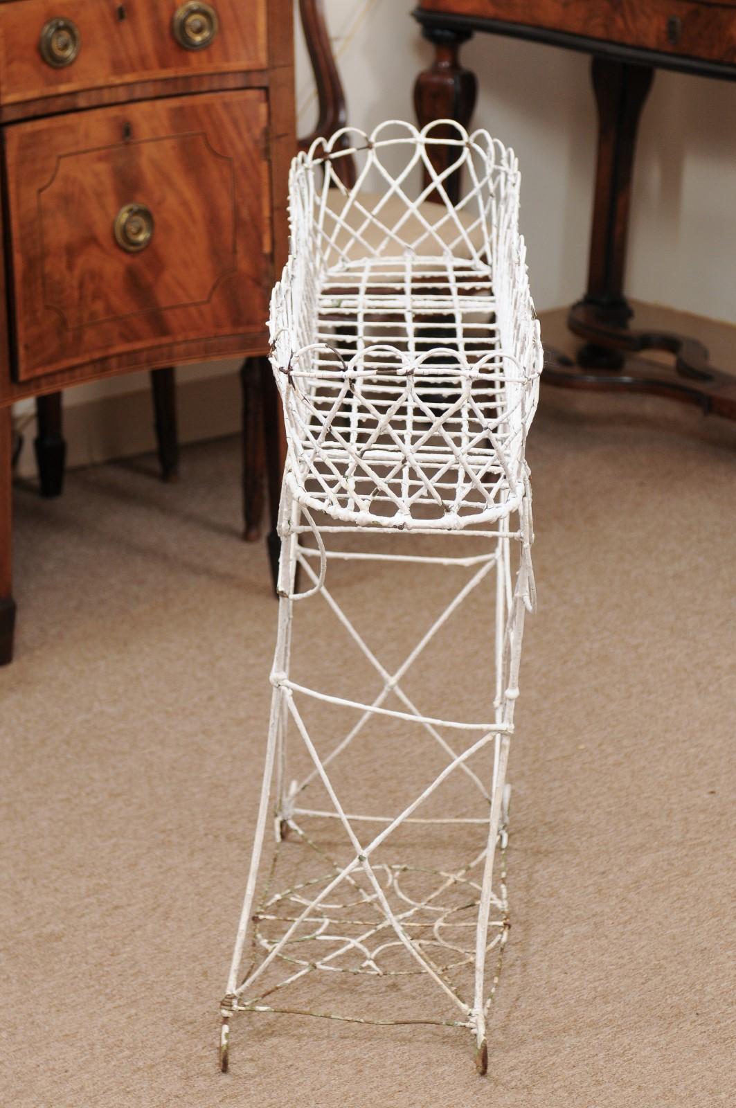 Late 19th Century French White Painted Wire Plant Stand For Sale 3