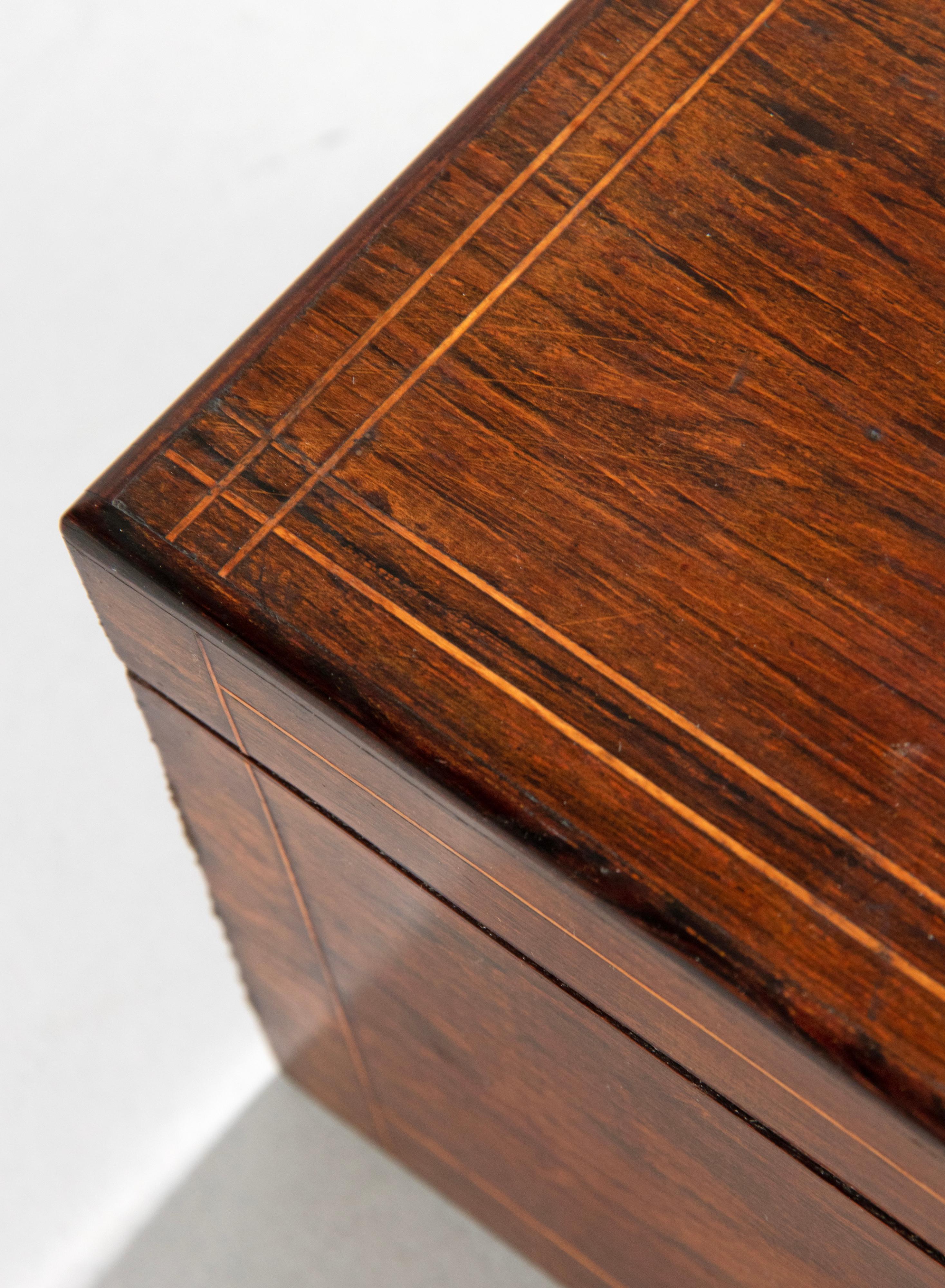 Late 19th Century French Wood Veneer Marquetry Tea Caddy For Sale 9