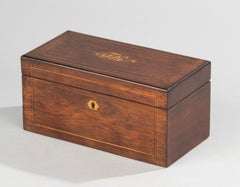 Late 19th Century French Wood Veneer Marquetry Tea Caddy