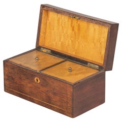 Antique Late 19th Century French Wood Veneer Marquetry Tea Caddy