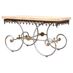 Late 19th Century French Wrought Iron And Brass Gothic Revival Pastry Table Late 19th Century French Wrought Iron And Brass Gothic Revival Pastry Table