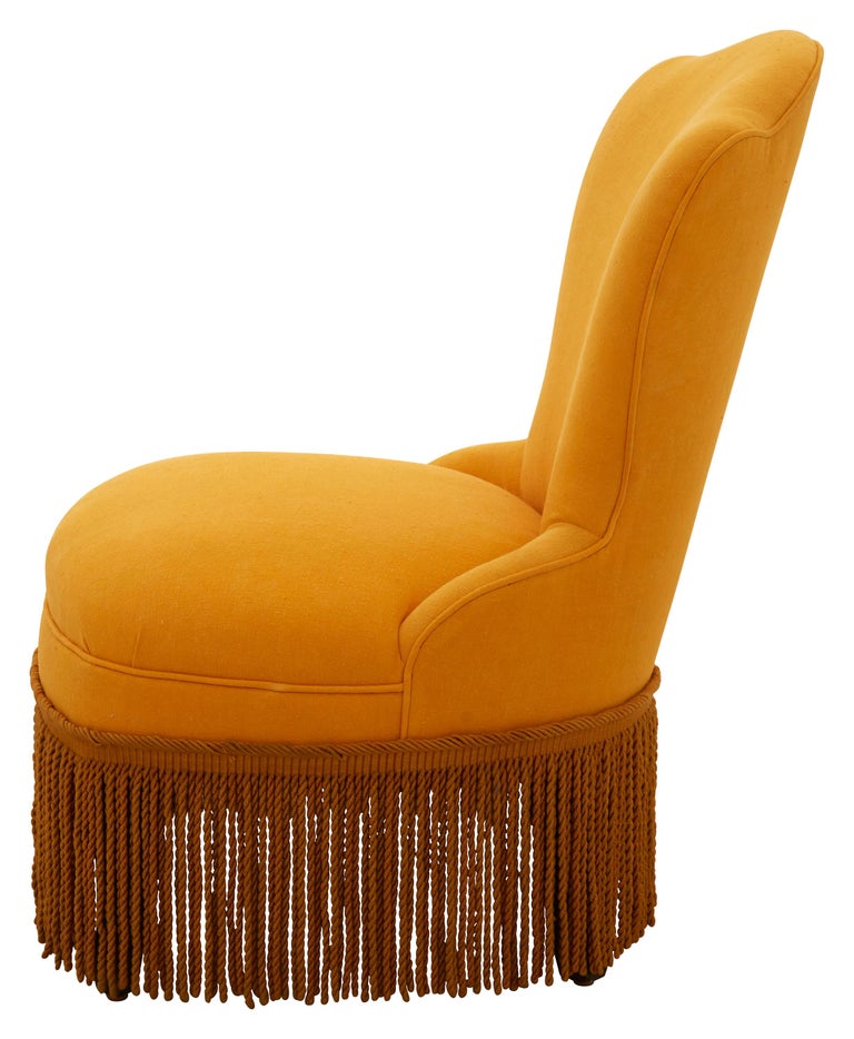 Late 19th Century Fringed Yellow Slipper Chair at 1stDibs