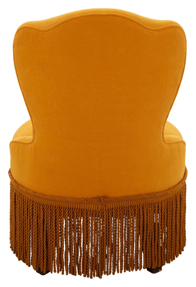 Late 19th Century Fringed Yellow Slipper Chair at 1stDibs