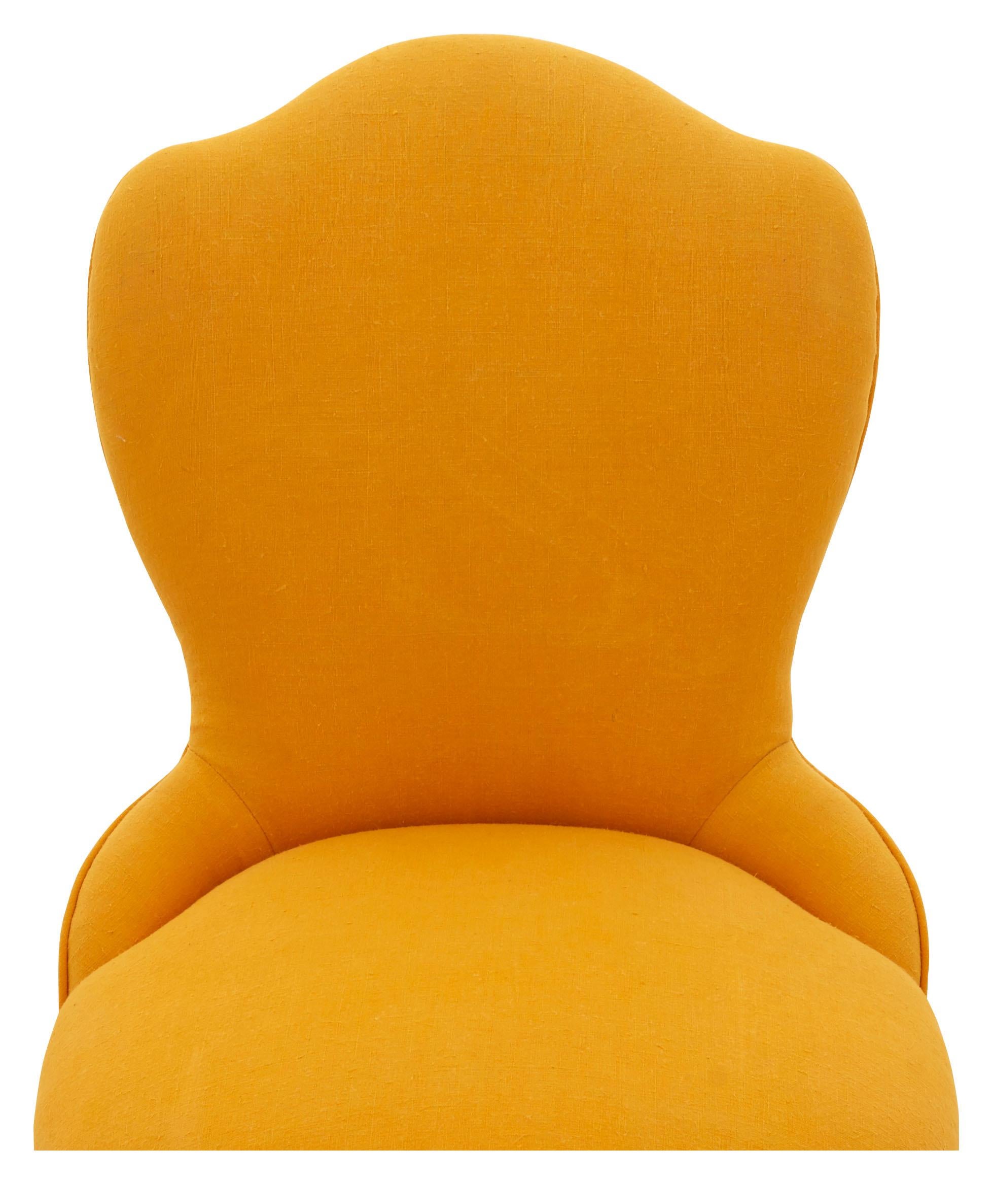 Late 19th Century Fringed Yellow Slipper Chair In Good Condition In Chicago, IL