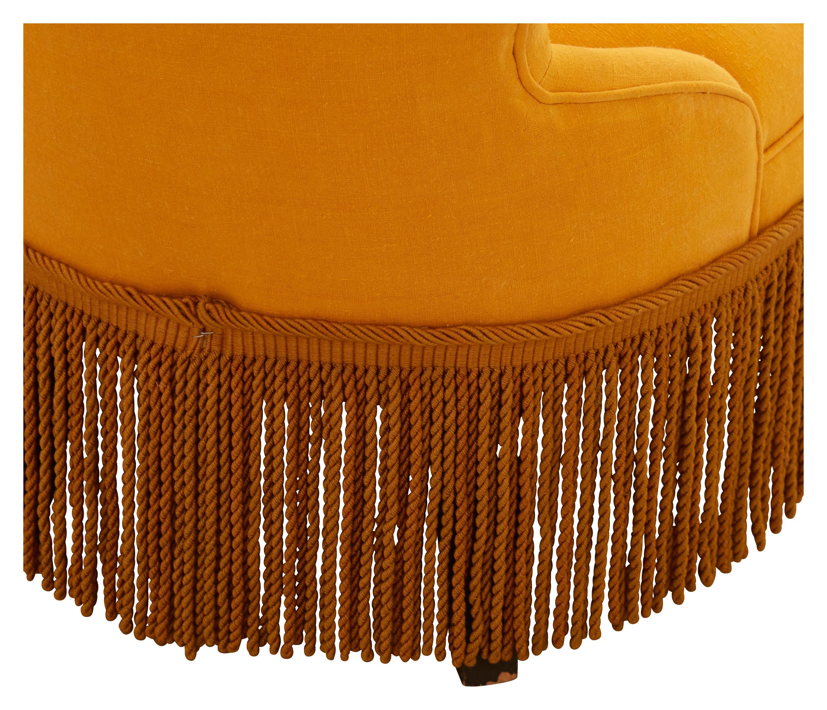 Linen Late 19th Century Fringed Yellow Slipper Chair