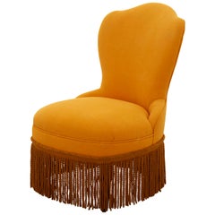 Late 19th Century Fringed Yellow Slipper Chair