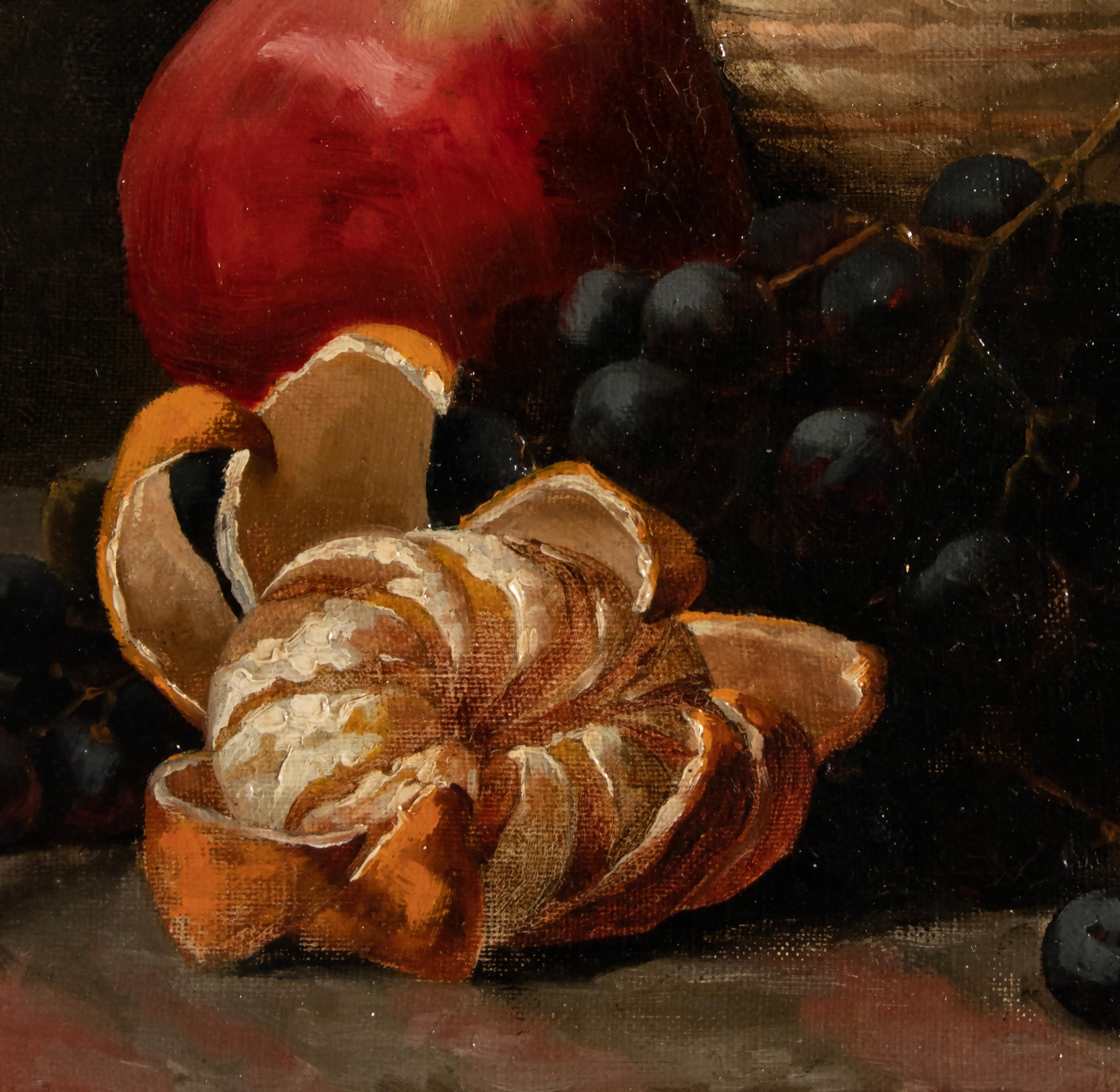 Belle Époque Late 19th Century Fruit Still Life Oil Painting by Van Arendonk For Sale