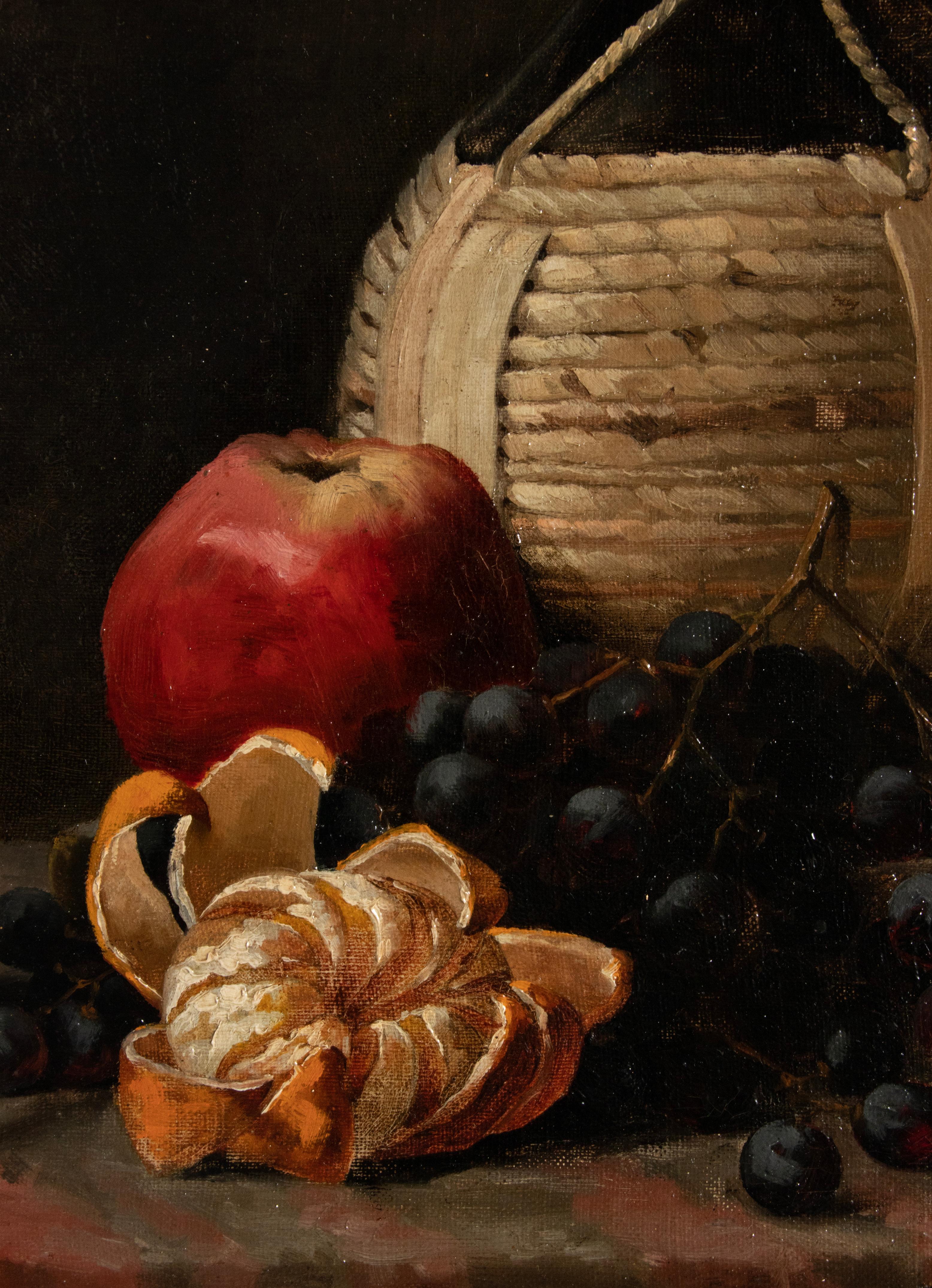 Hand-Painted Late 19th Century Fruit Still Life Oil Painting by Van Arendonk For Sale