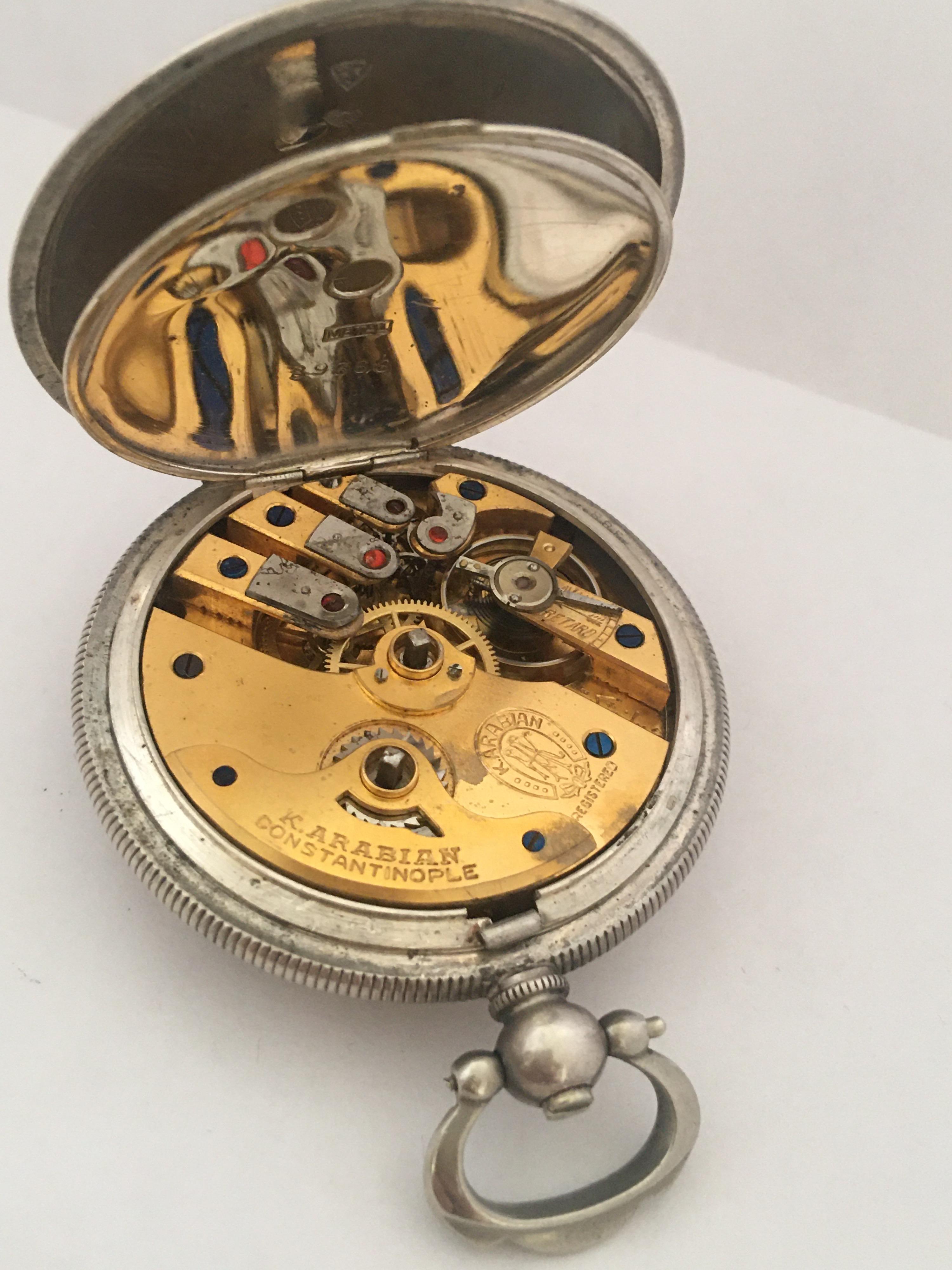 Late 19th Century Full Hunter Silver Made for the Turkish Market Pocket Watch 6