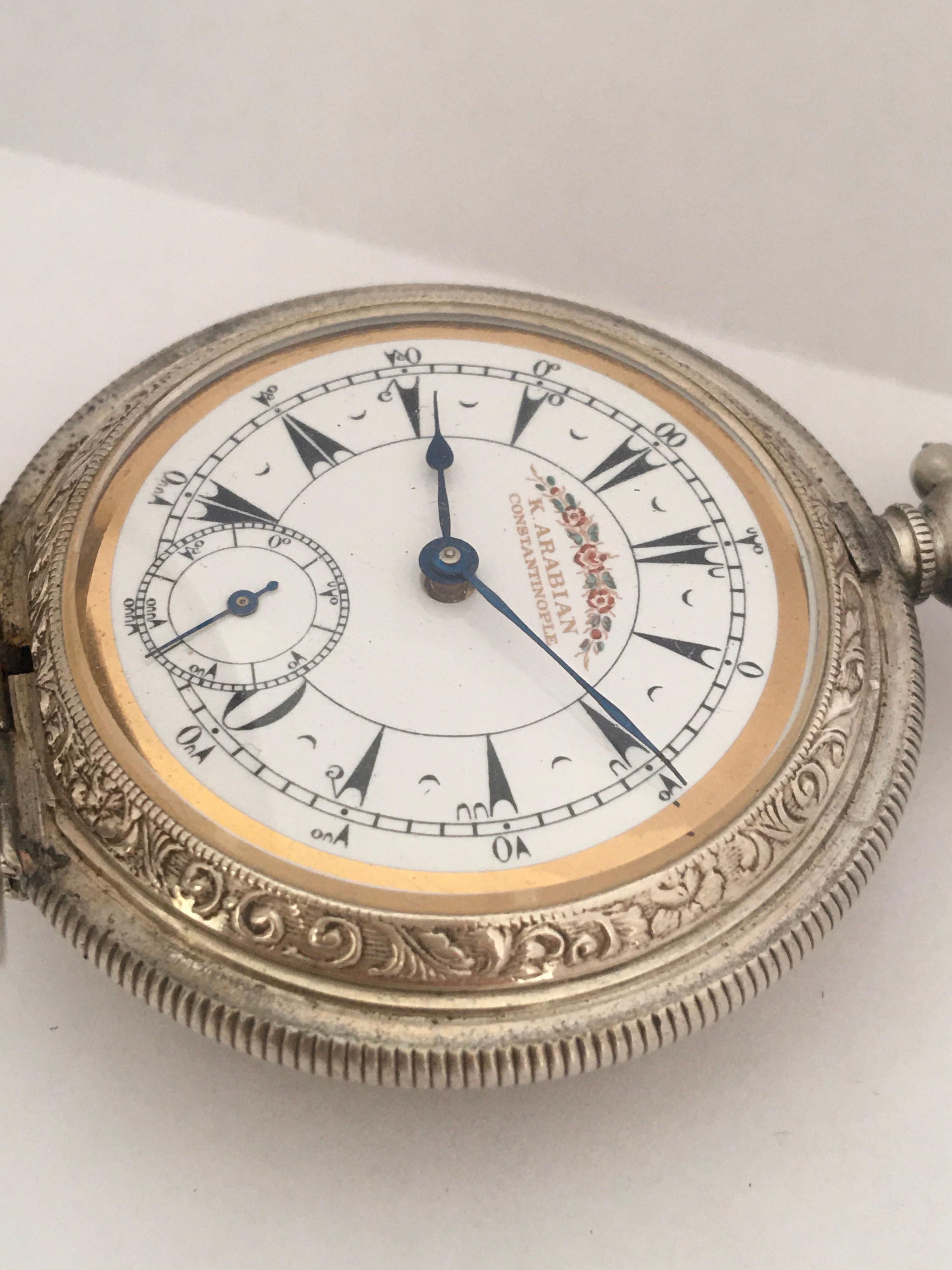 Late 19th Century Full Hunter Silver Made for the Turkish Market Pocket Watch 11
