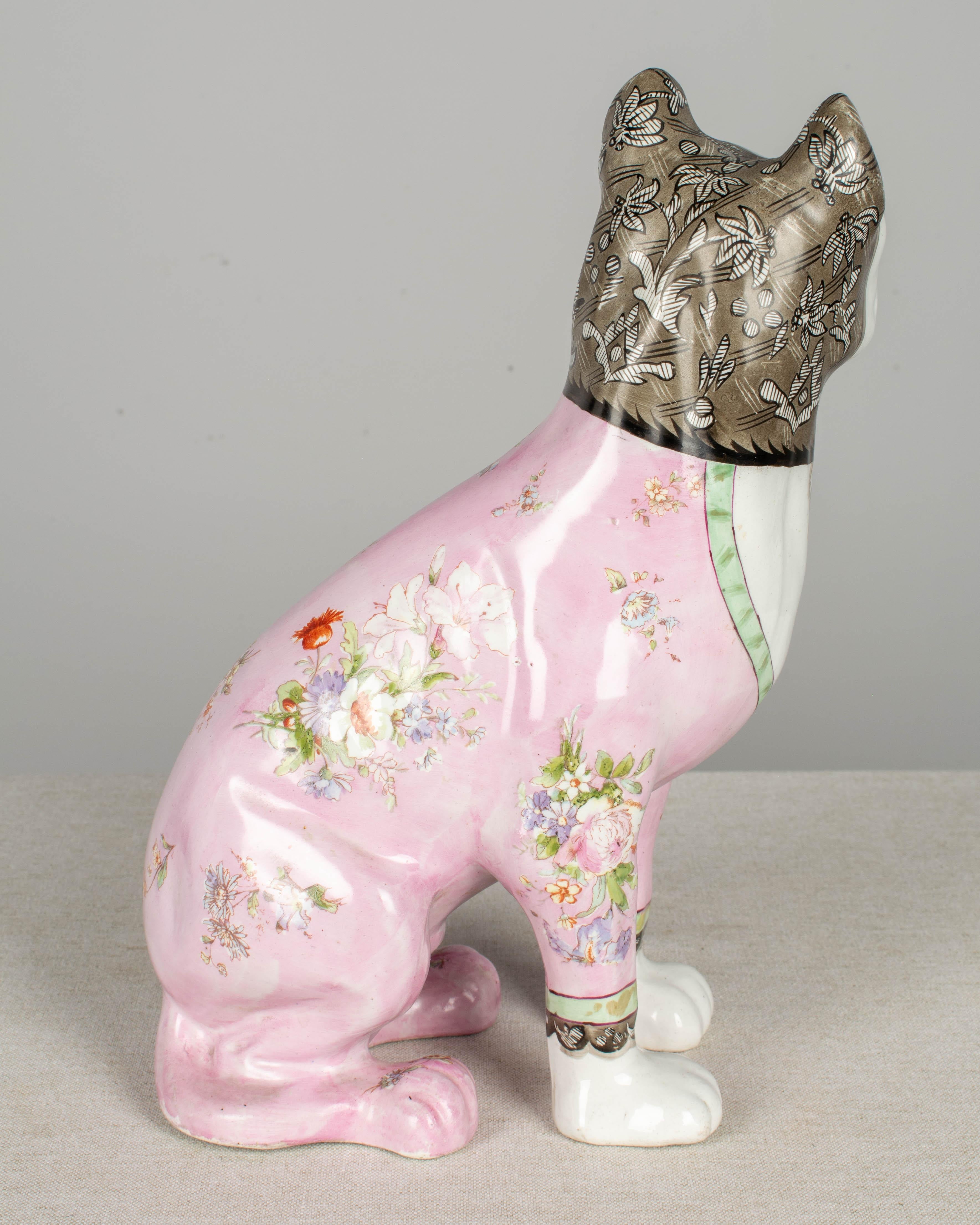 French Late 19th Century Galle Faience Dog