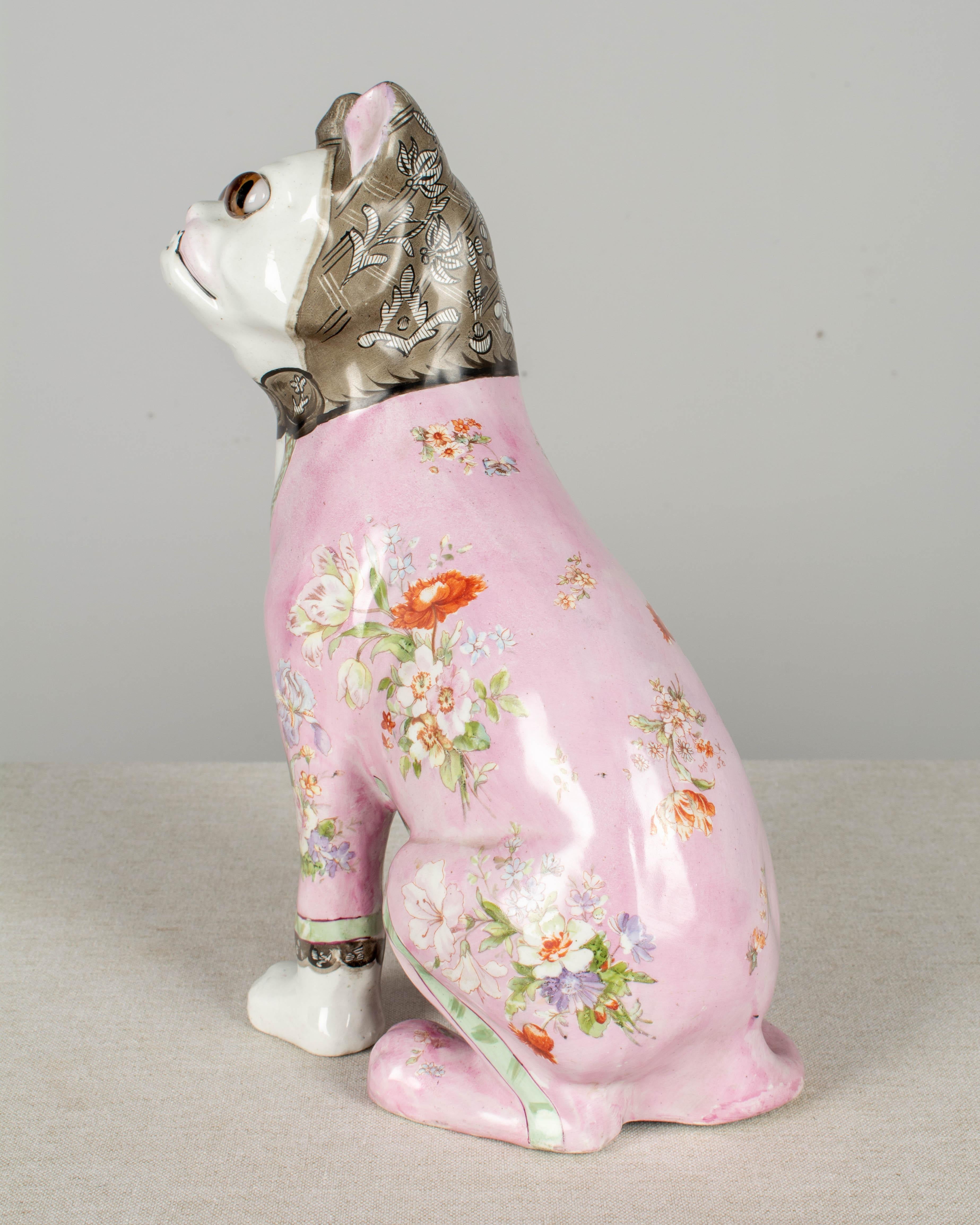 20th Century Late 19th Century Galle Faience Dog