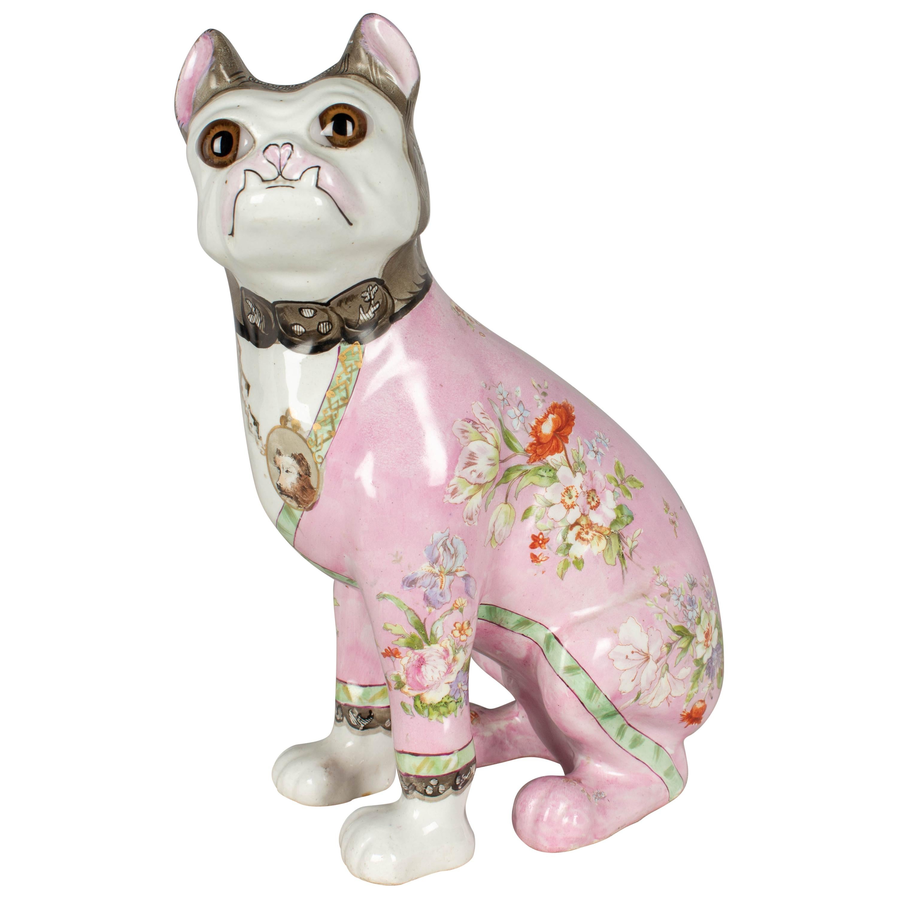 Late 19th Century Galle Faience Dog