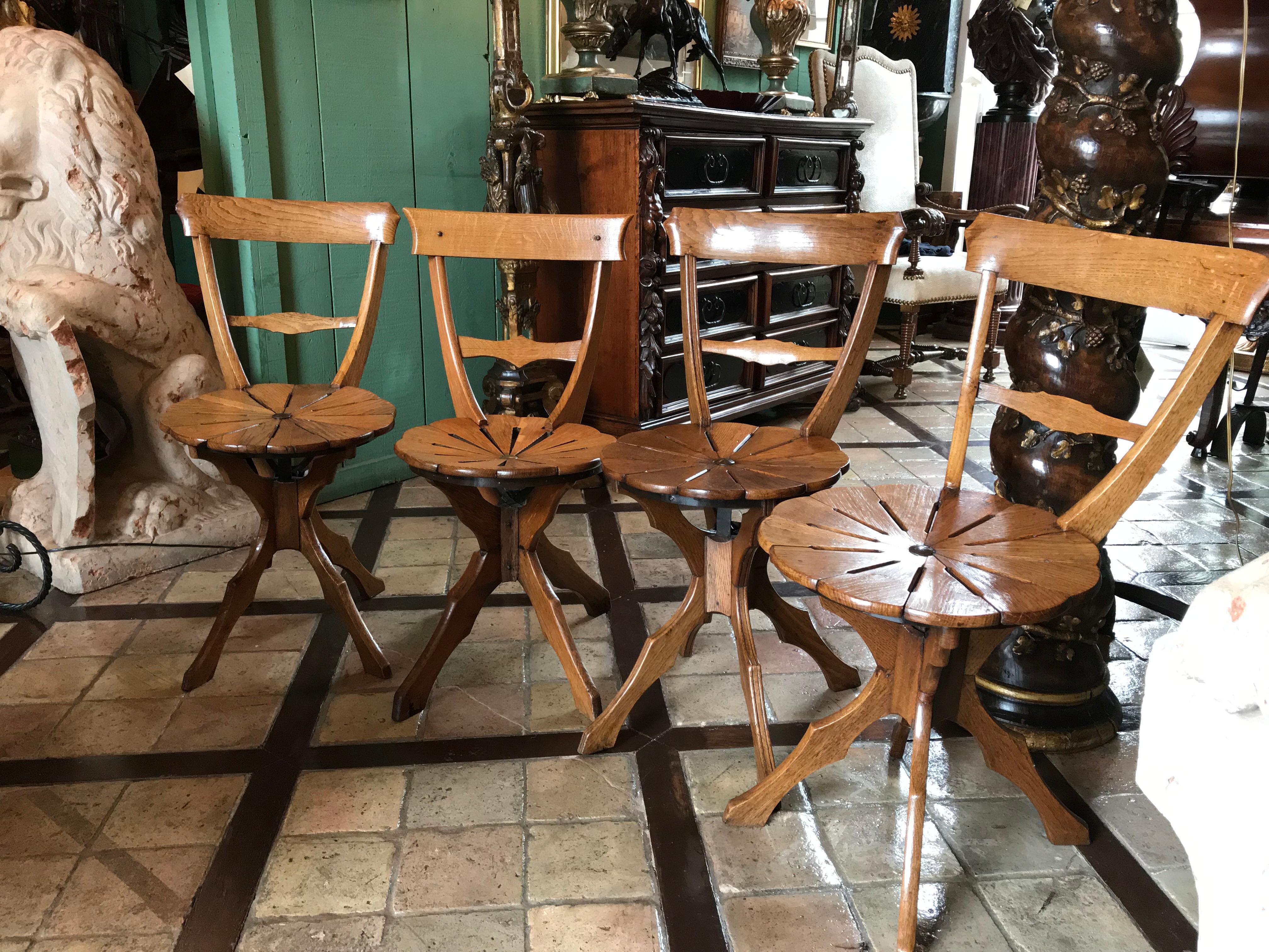 19th Century Garden Patio kitchen Chairs side hallway seats Los Angeles Antiques. Set of six late 19th century Garden Patio chairs. Belle epoque France. ONLY TWO SETS AVAILABLE . The chairs were handmade and carved beautifully and therefore