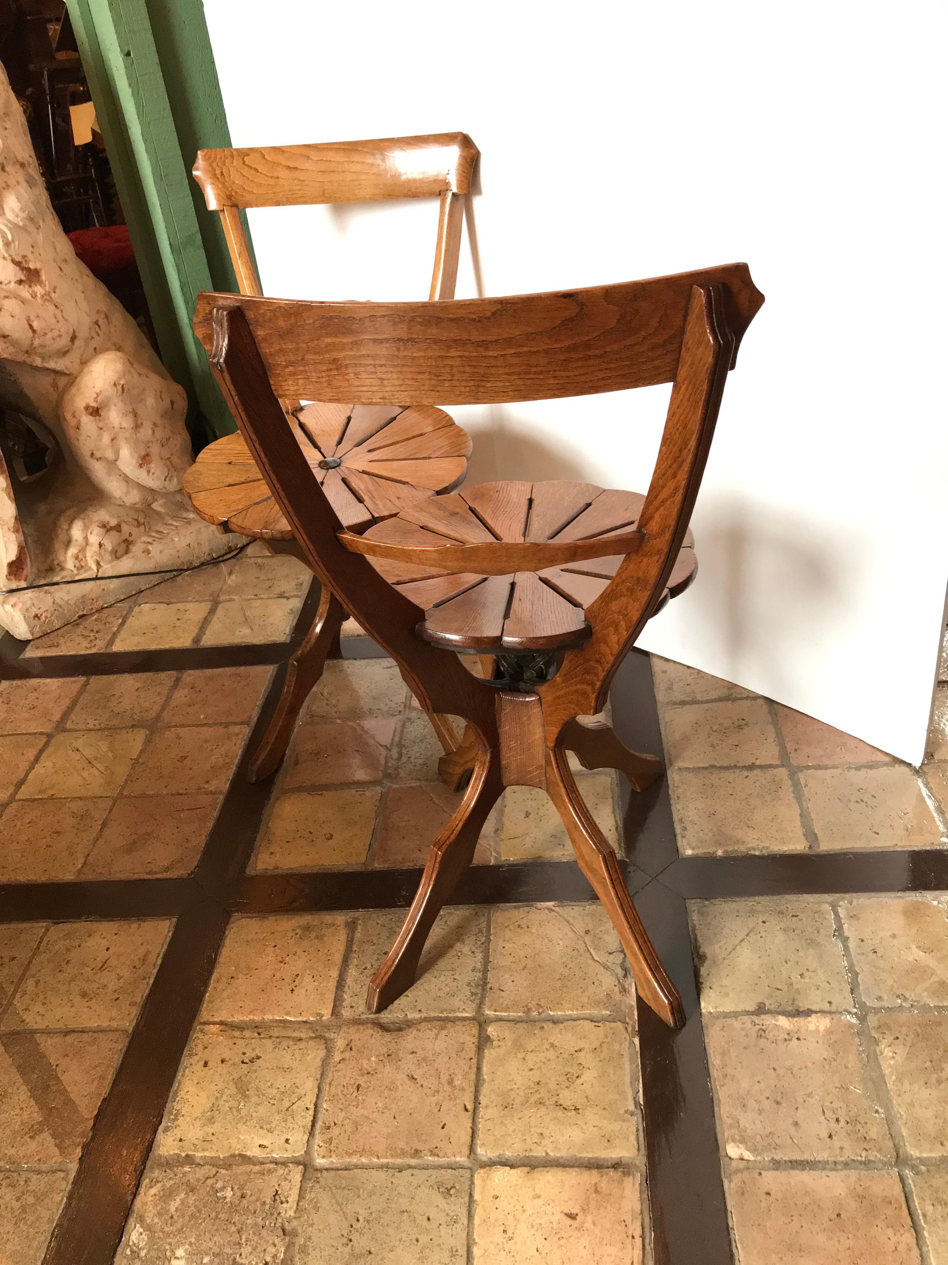 Hand-Crafted 19th Century Garden Patio Kitchen Chairs Side Hallway Seats Los Angeles Antiques For Sale