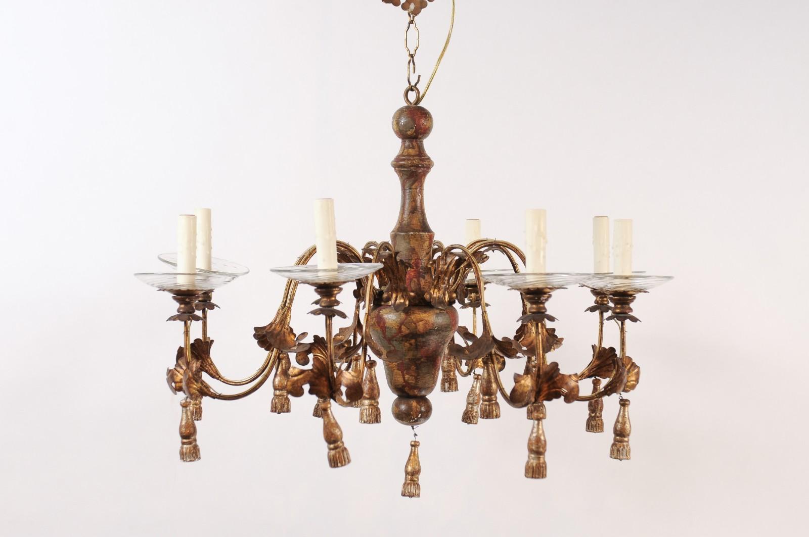 Late 19th Century Genovese Italian 8 Lite Chandelier For Sale 6