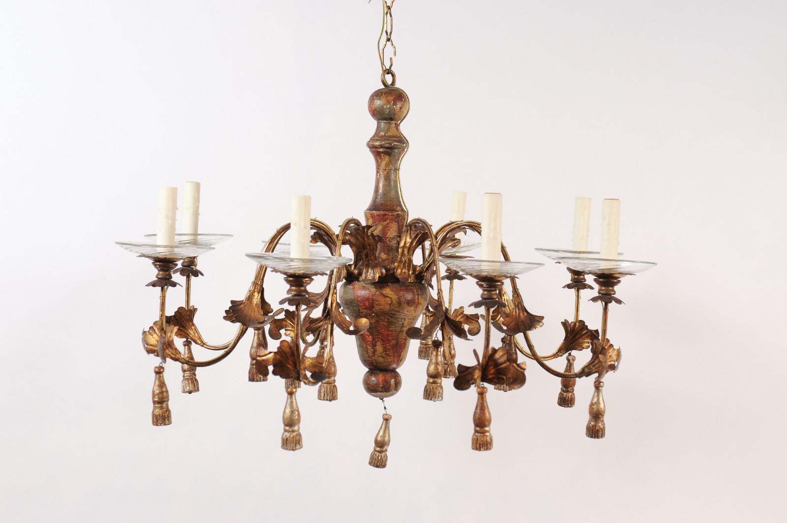 Late 19th Century Genovese Italian 8 Lite Chandelier For Sale 7