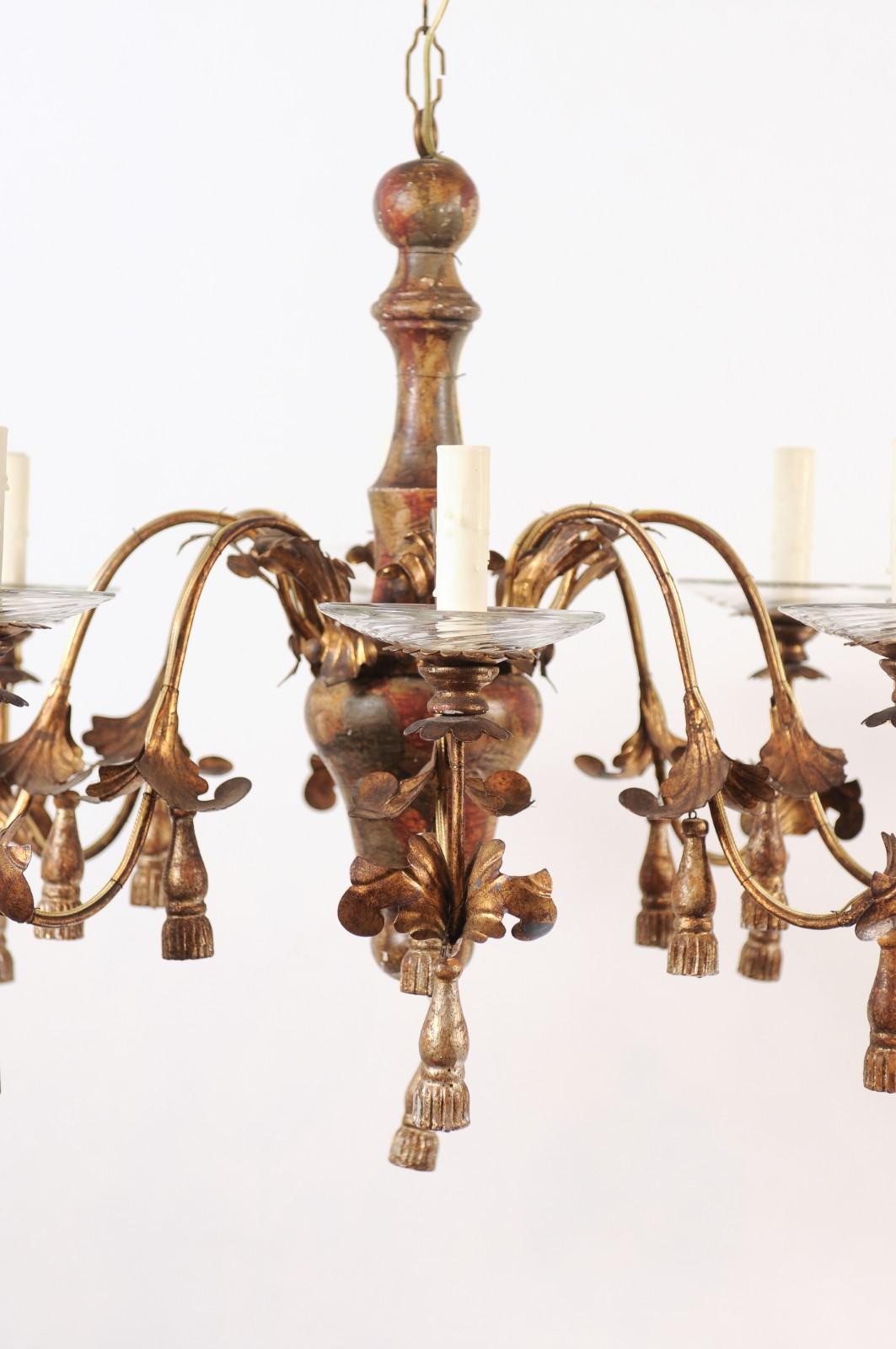 Late 19th Century Genovese Italian 8 Lite Chandelier In Fair Condition For Sale In Atlanta, GA