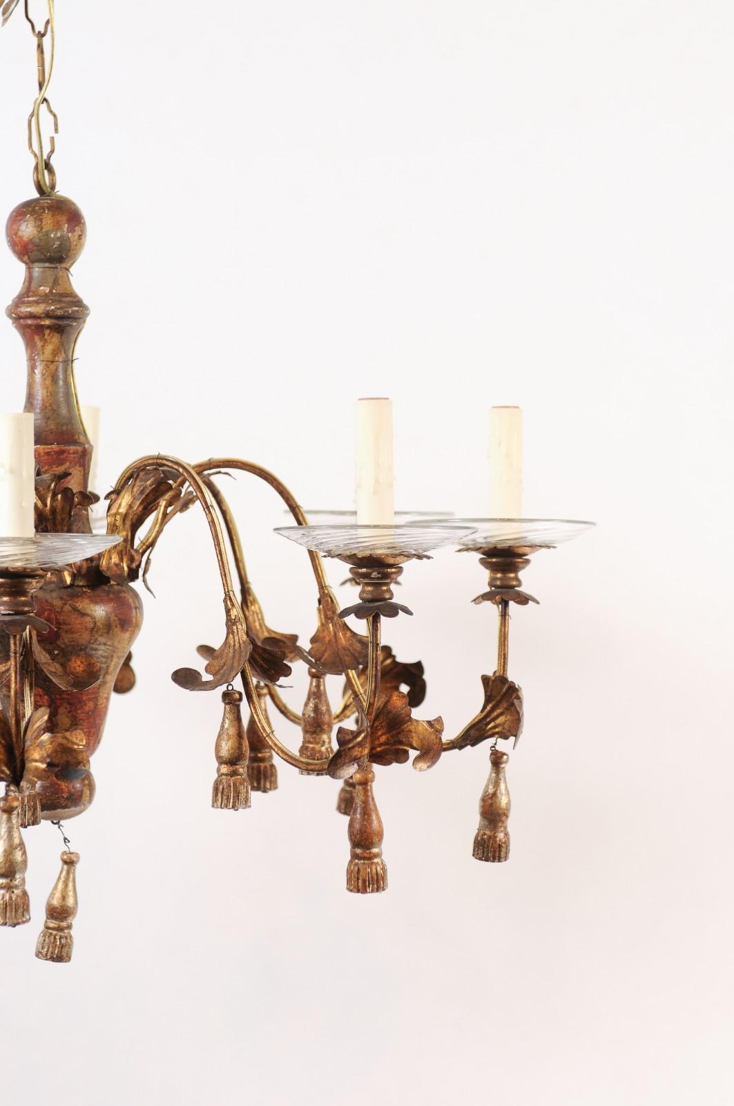 Late 19th Century Genovese Italian 8 Lite Chandelier For Sale 1