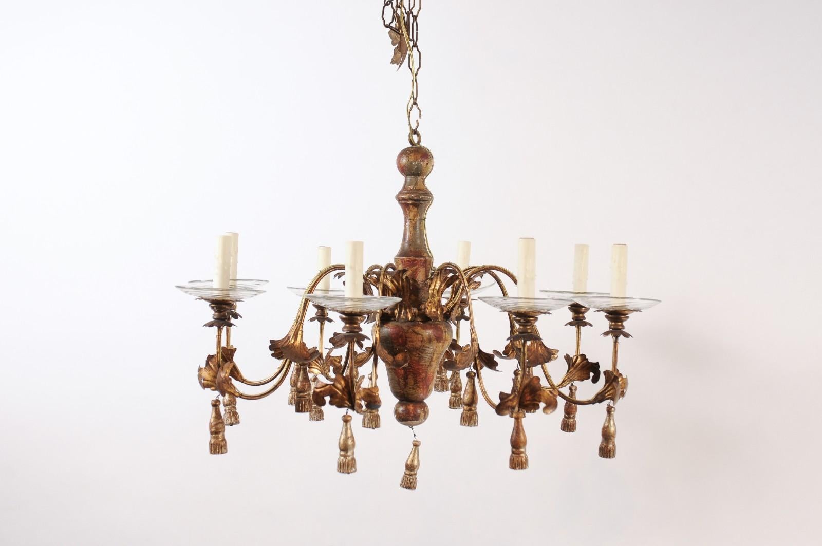 Late 19th Century Genovese Italian 8 Lite Chandelier For Sale 2