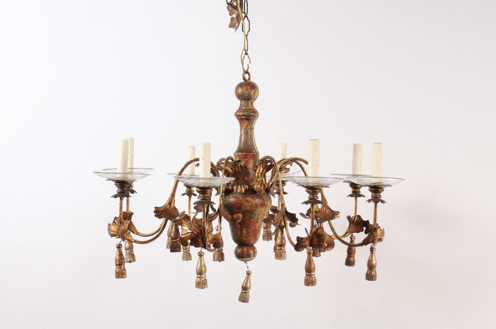 Late 19th Century Genovese Italian 8 Lite Chandelier For Sale 3