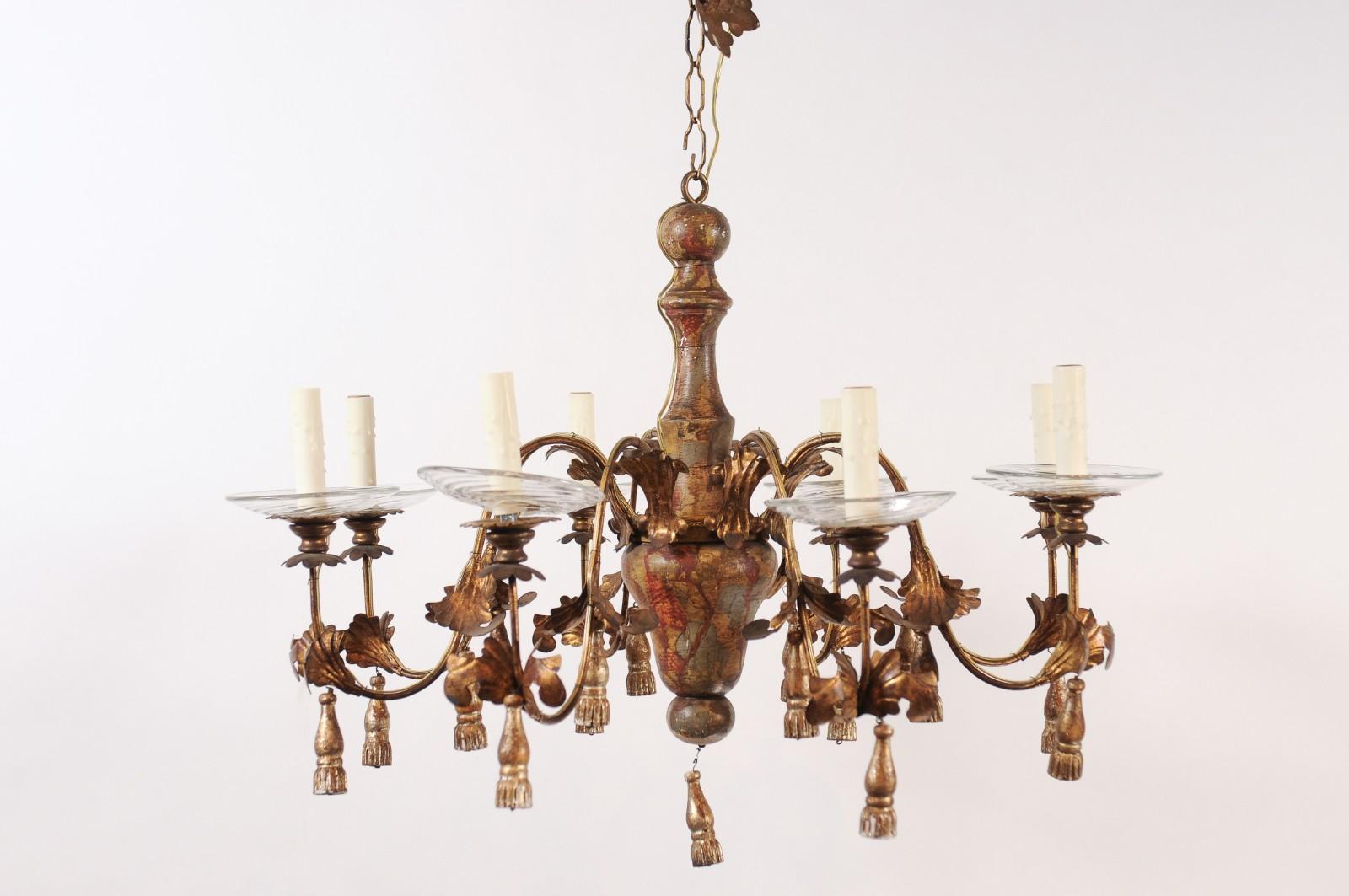 Late 19th Century Genovese Italian 8 Lite Chandelier For Sale 5