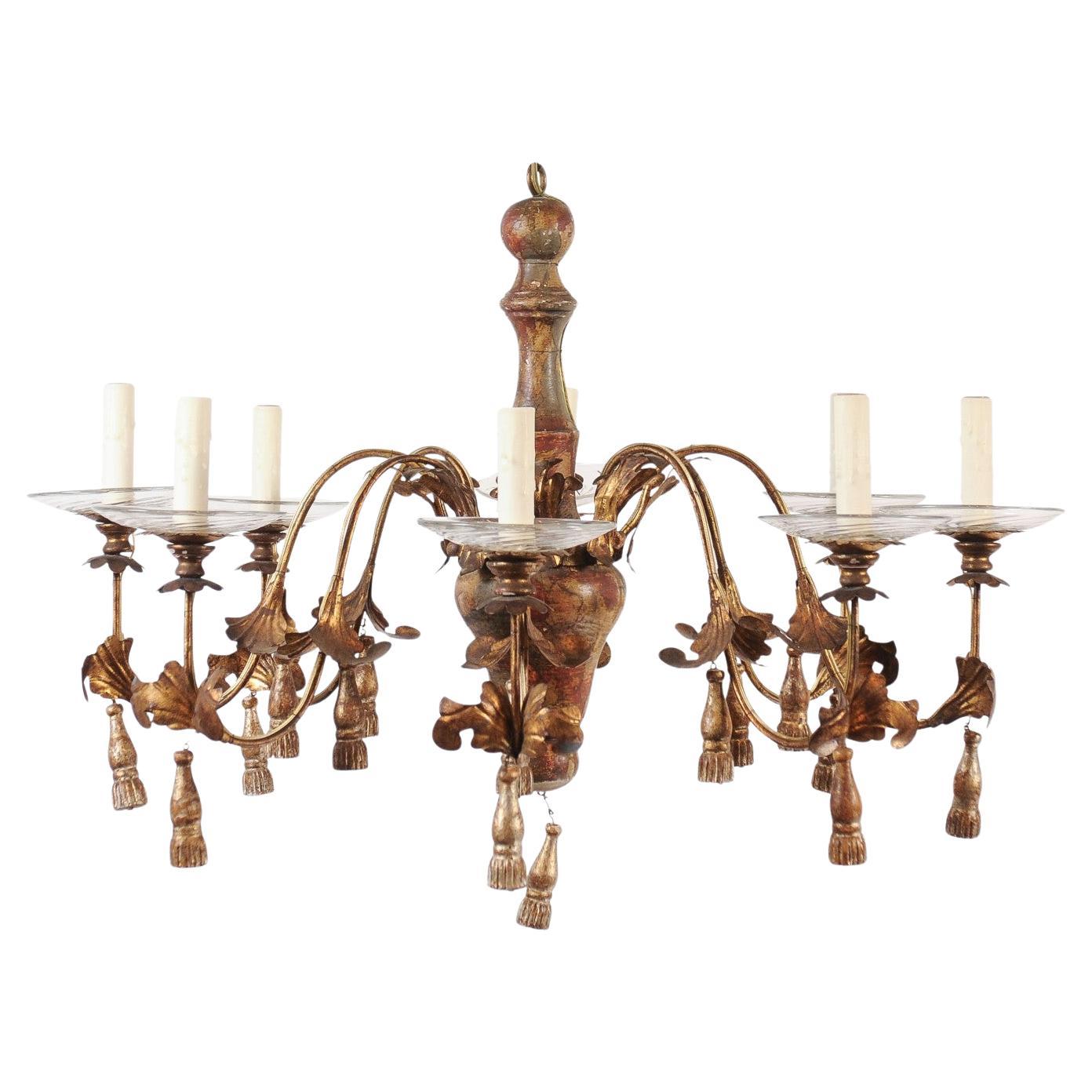 Late 19th Century Genovese Italian 8 Lite Chandelier For Sale