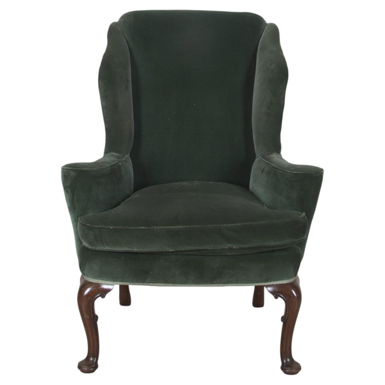 Late 19th Century George I Style Mahogany Wing Chair