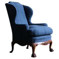 Antique Late 19th Century George I Style Walnut Wingback Armchair