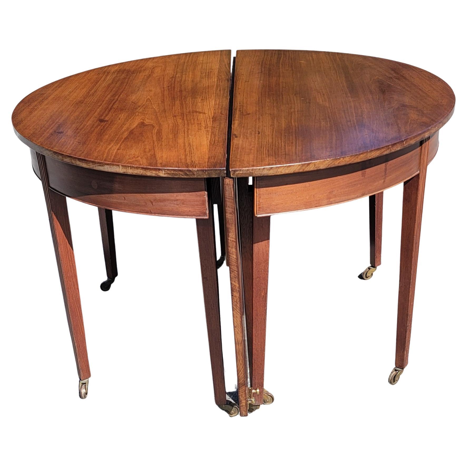 Late 19th Century George III Two-Part Mahogany Dining Table on Wheels 3