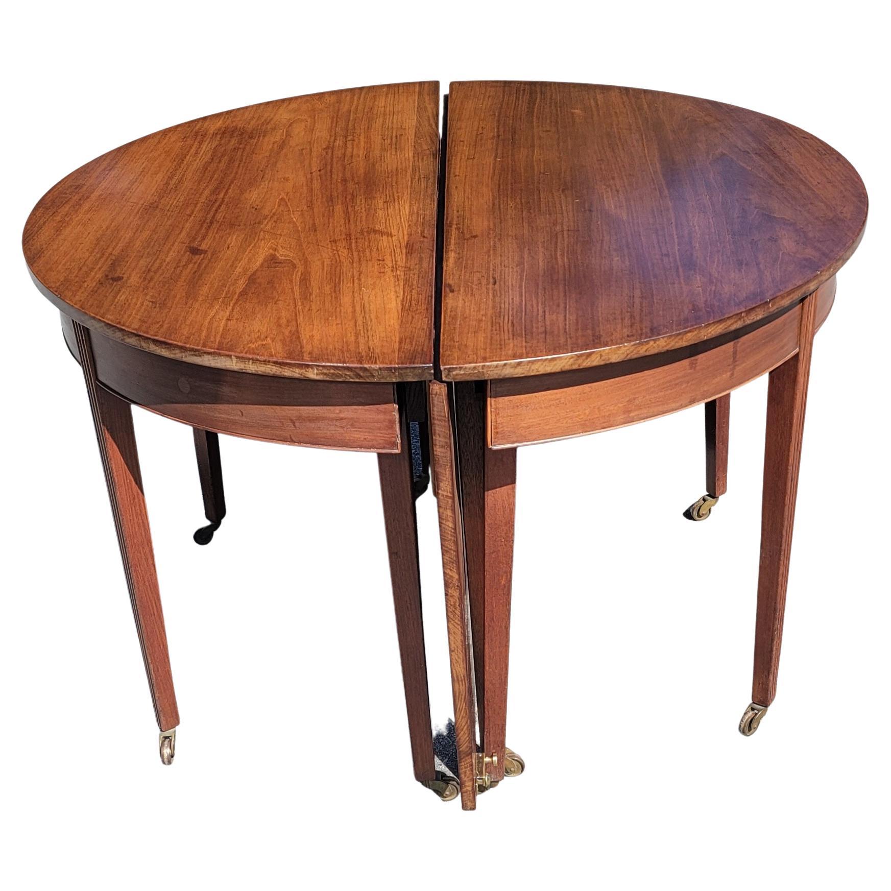 Late 19th Century George III Two-Part Mahogany Dining Table on Wheels 4