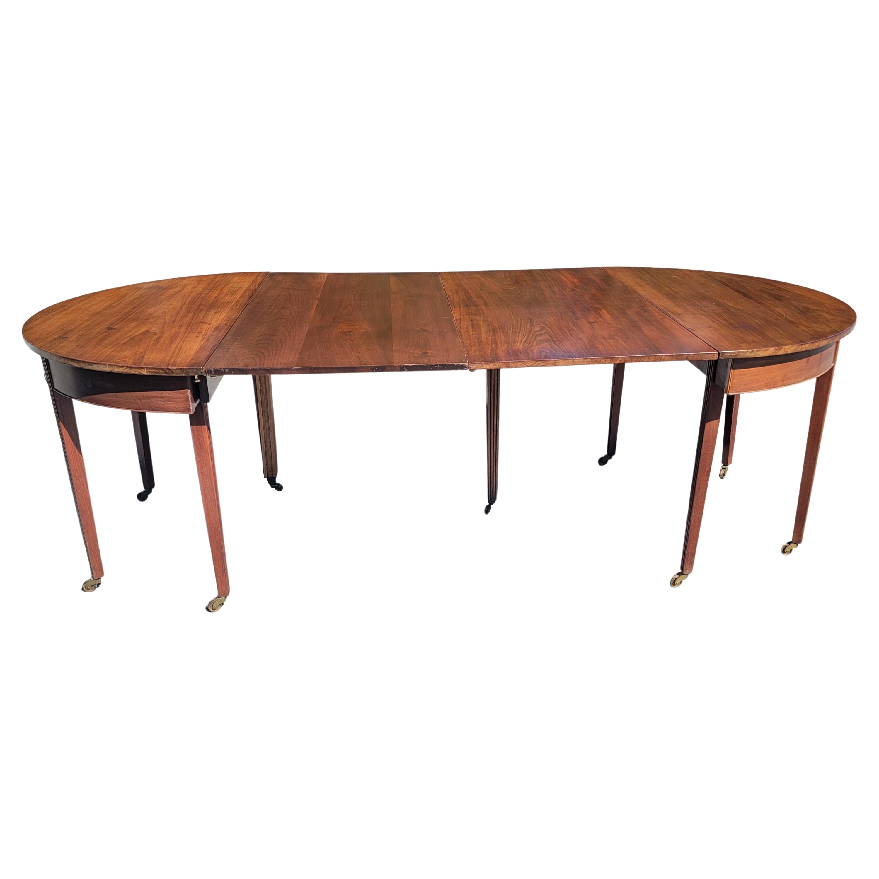Late 19th Century George III Two-Part Mahogany Dining Table on Wheels