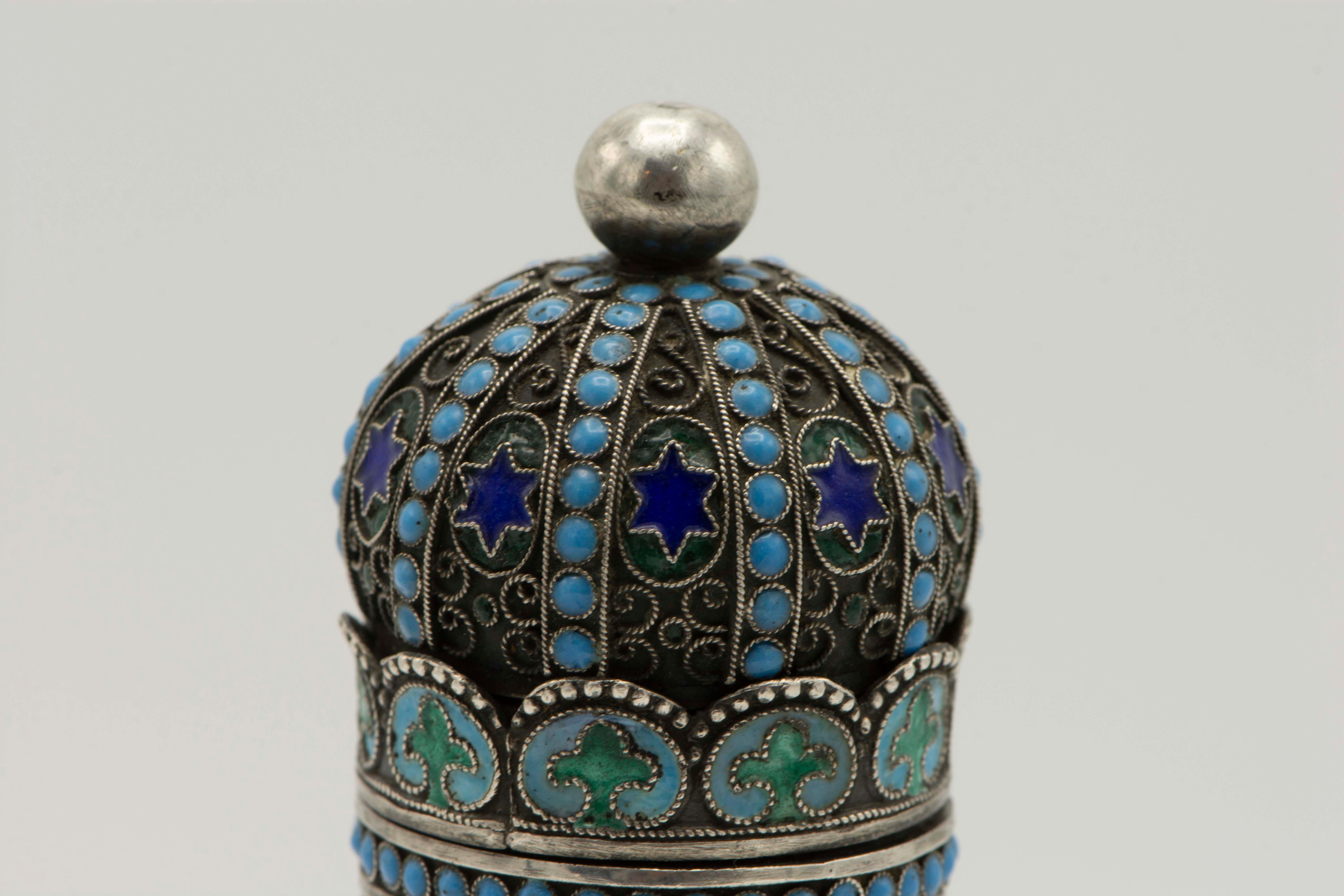 Hand-Crafted Late 19th Century Georgian Silver and Enamel Megillah Case and Esther Scroll