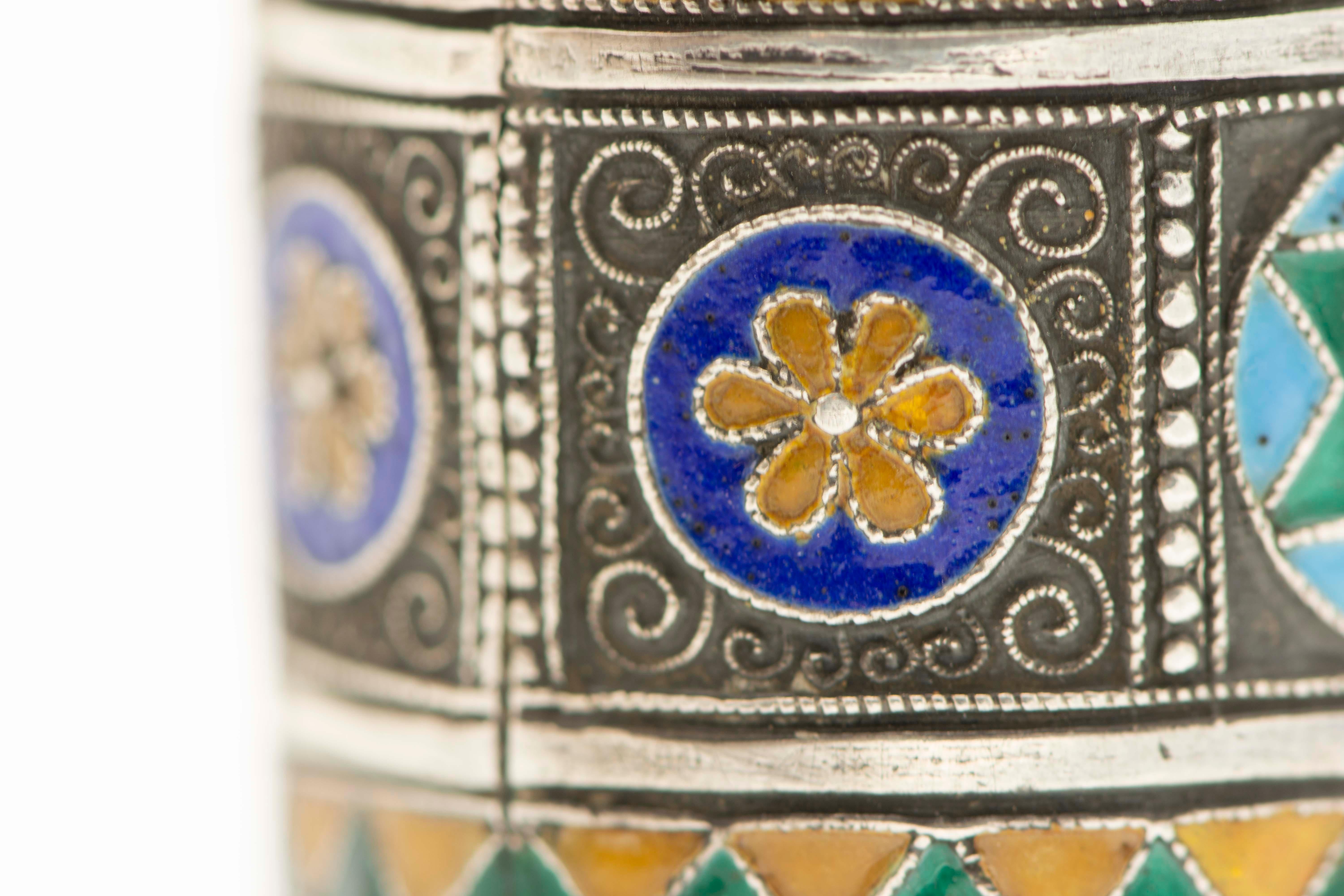 Late 19th Century Georgian Silver and Enamel Megillah Case and Esther Scroll 2