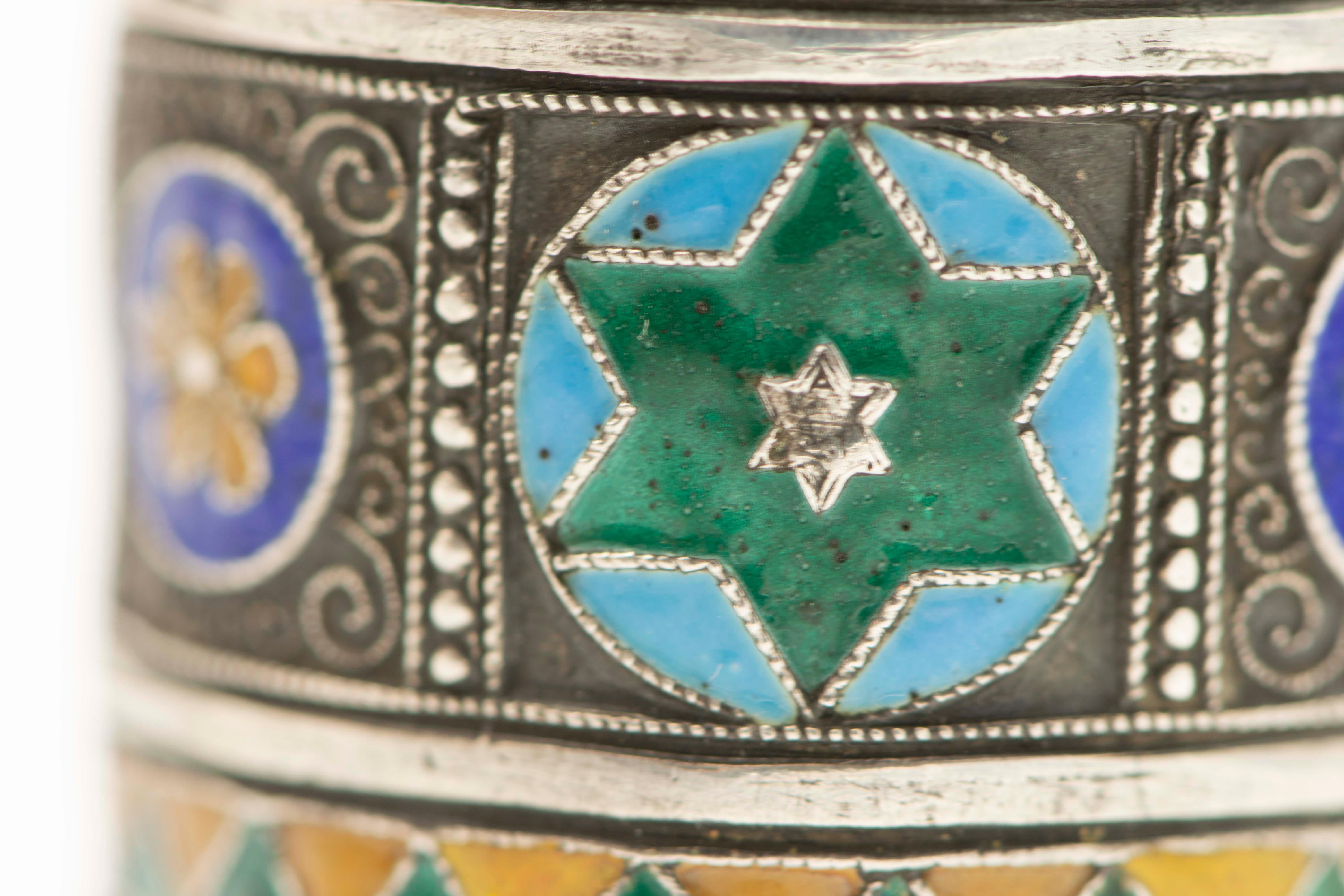 Late 19th Century Georgian Silver and Enamel Megillah Case and Esther Scroll 3